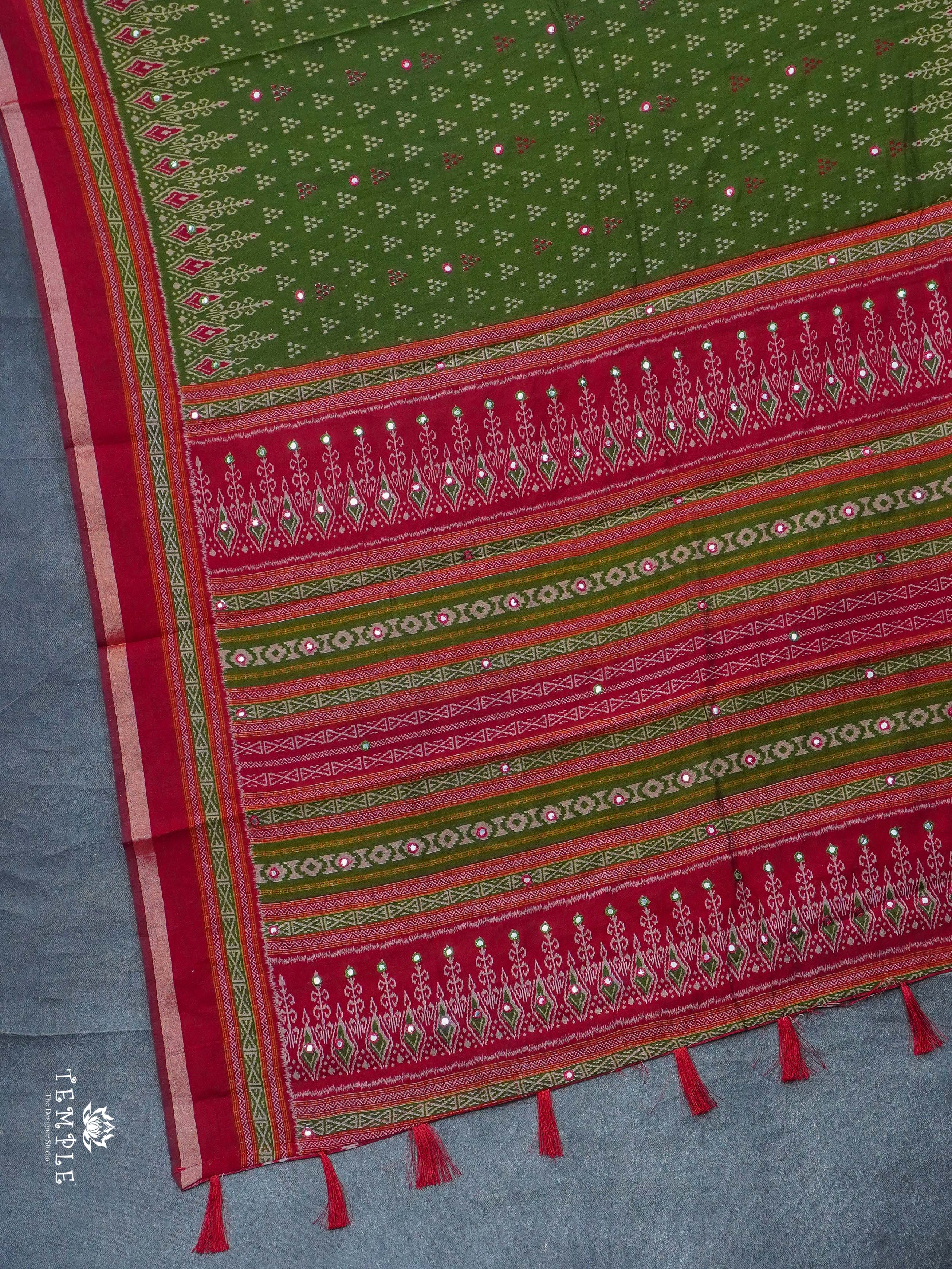 Fancy Cotton Saree with Mirror Work | TTDS2352