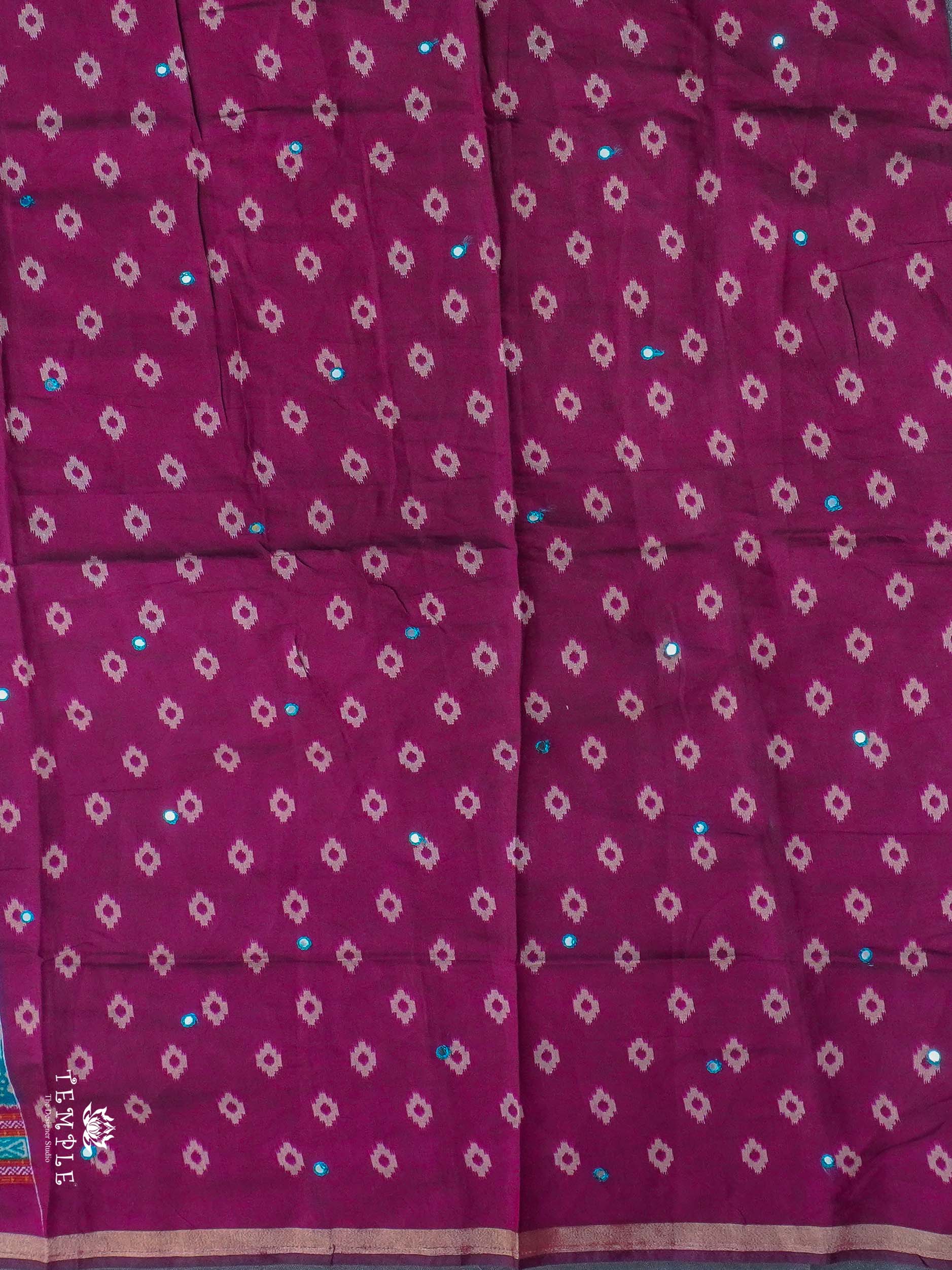 Fancy Cotton Saree with Mirror Work | TTDS2352