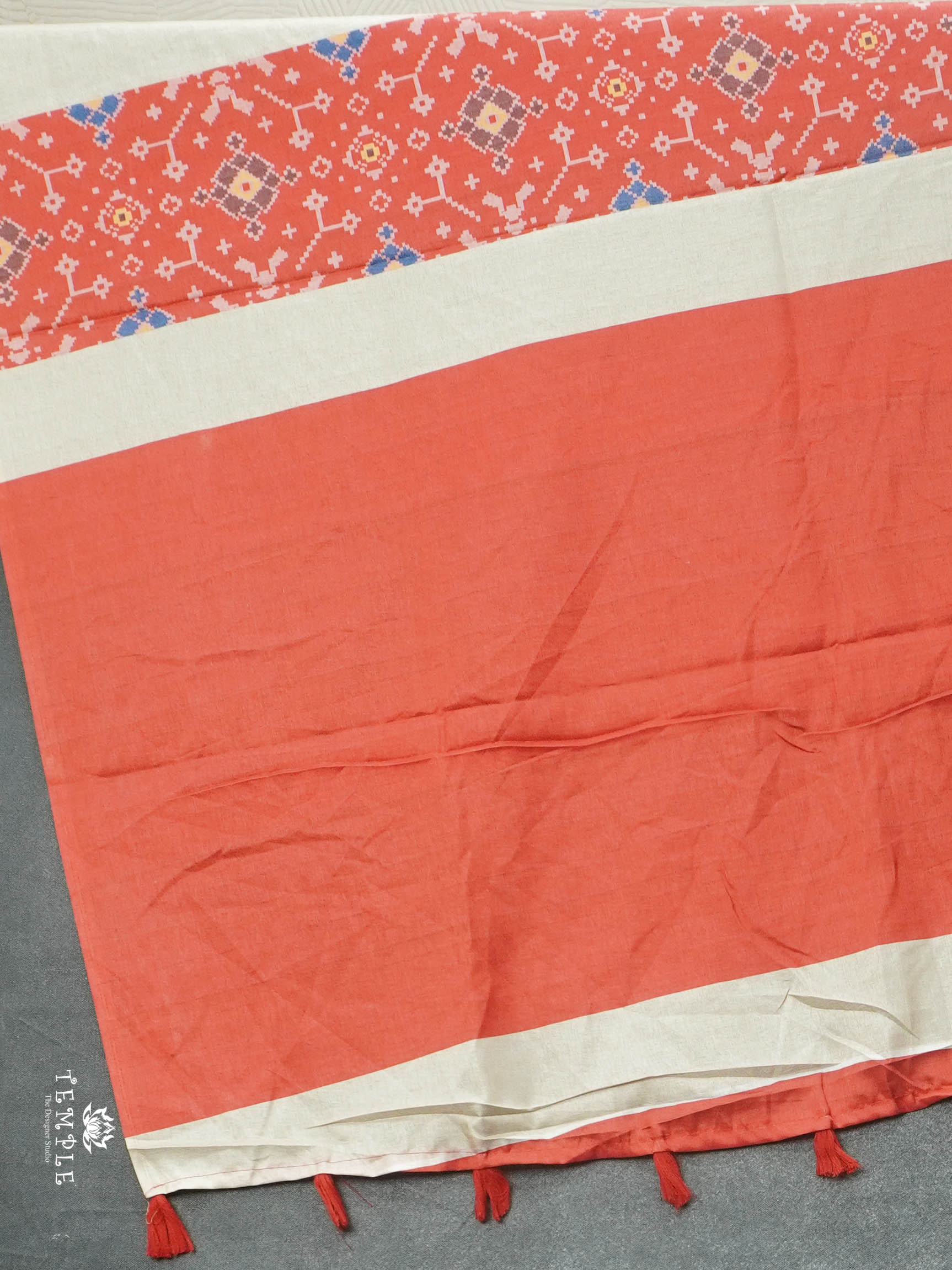 Printed Tussar Silk Saree(Orange) | TTDS2866