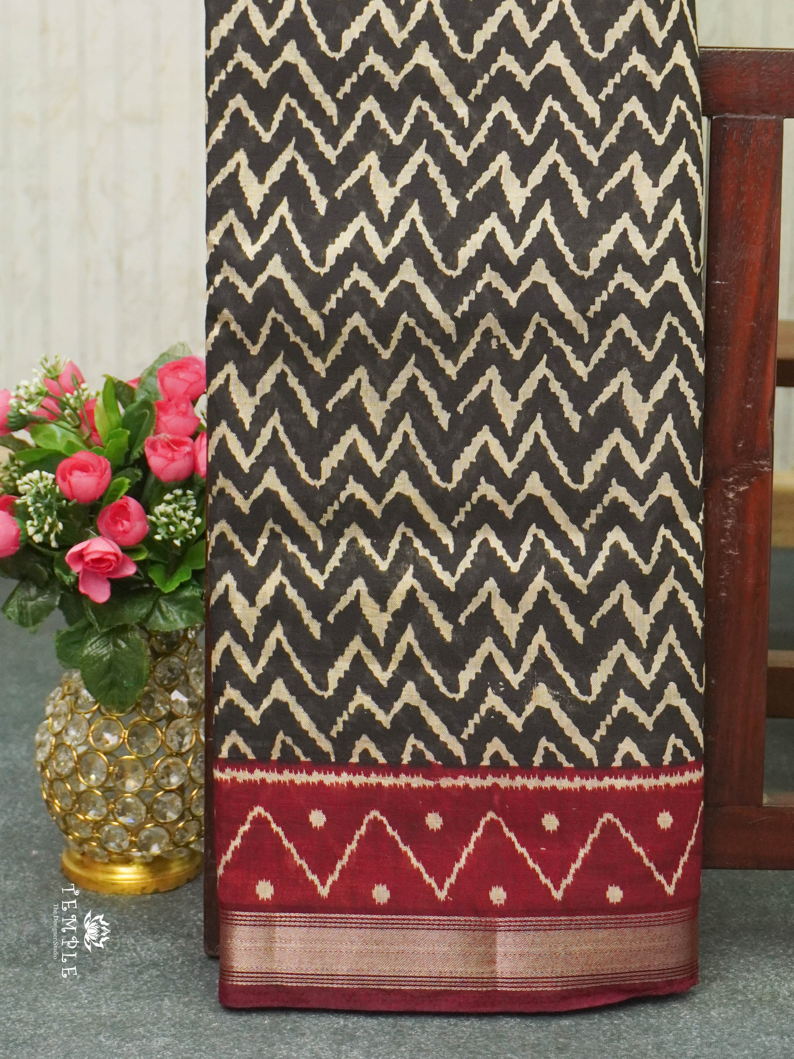 Chanderi Cotton Saree(Black) | TTDS1392 | Sparkling Deals