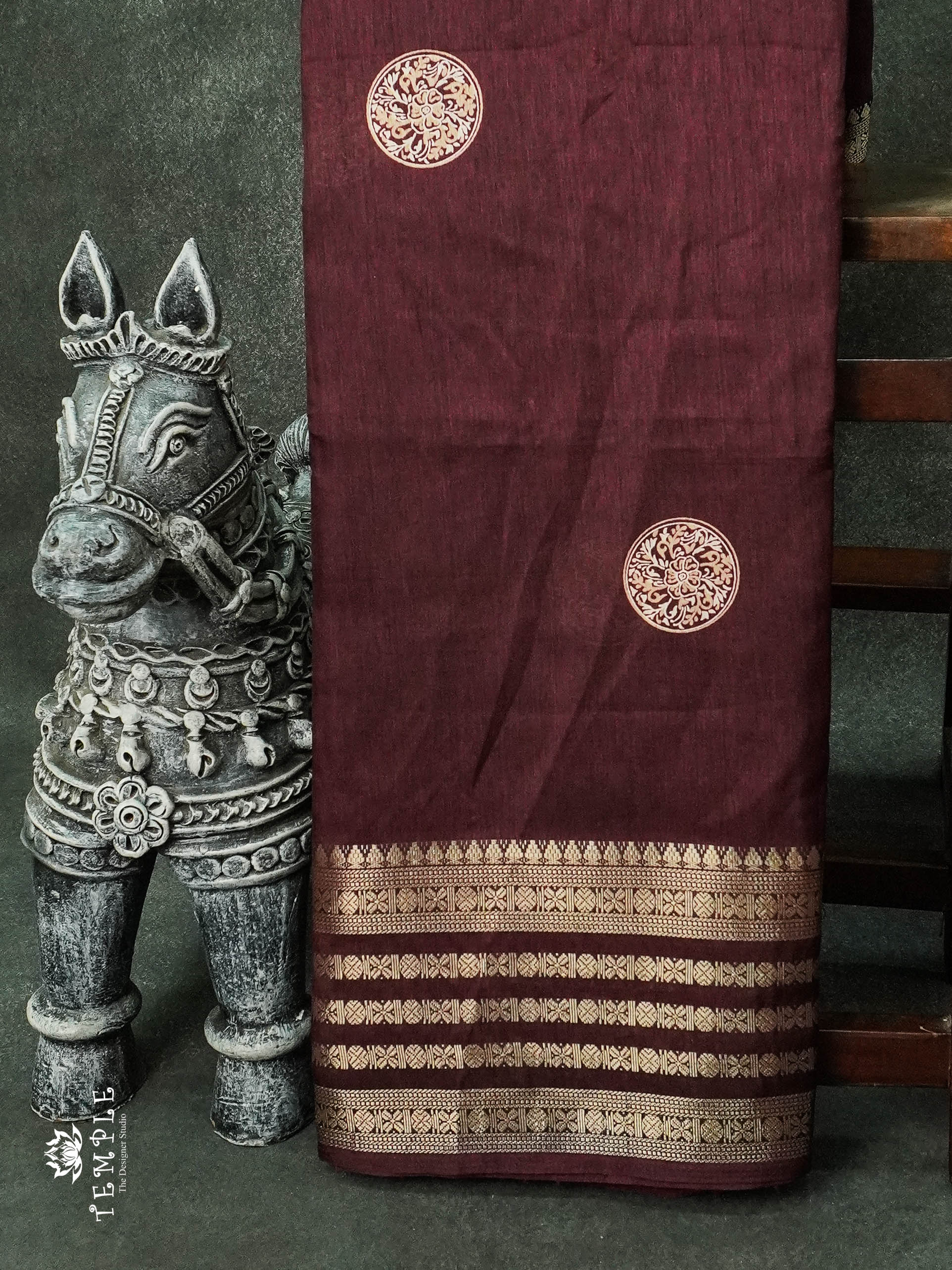 Semi Kanchi Saree With Chakra Print | TTDS1029