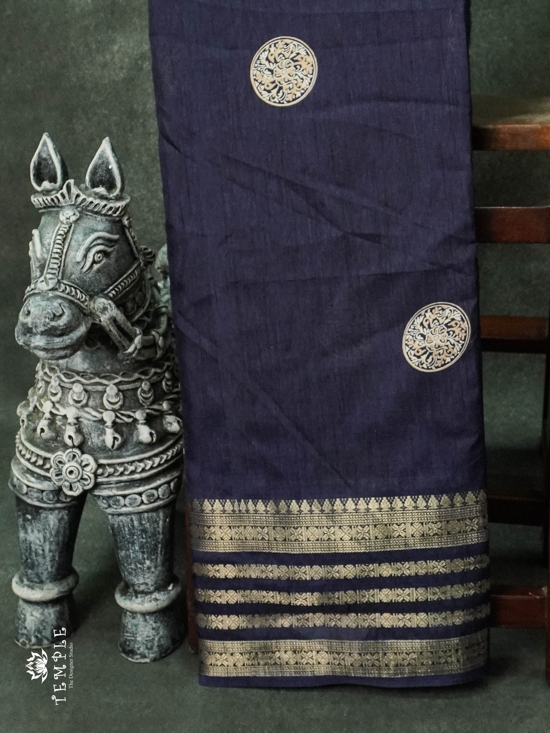 Semi Kanchi Saree With Chakra Print | TTDS1029