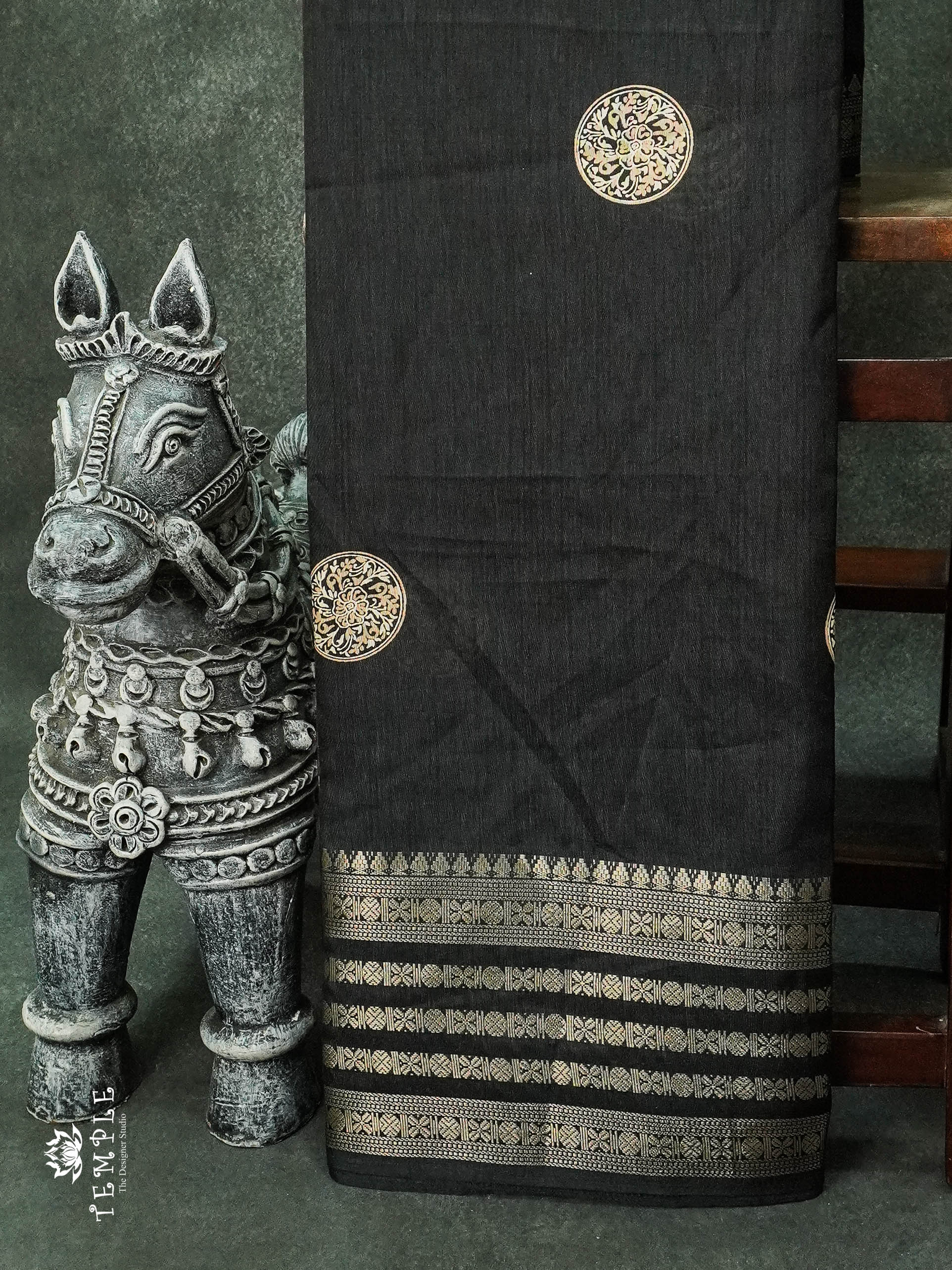 Semi Kanchi Saree With Chakra Print | TTDS1029