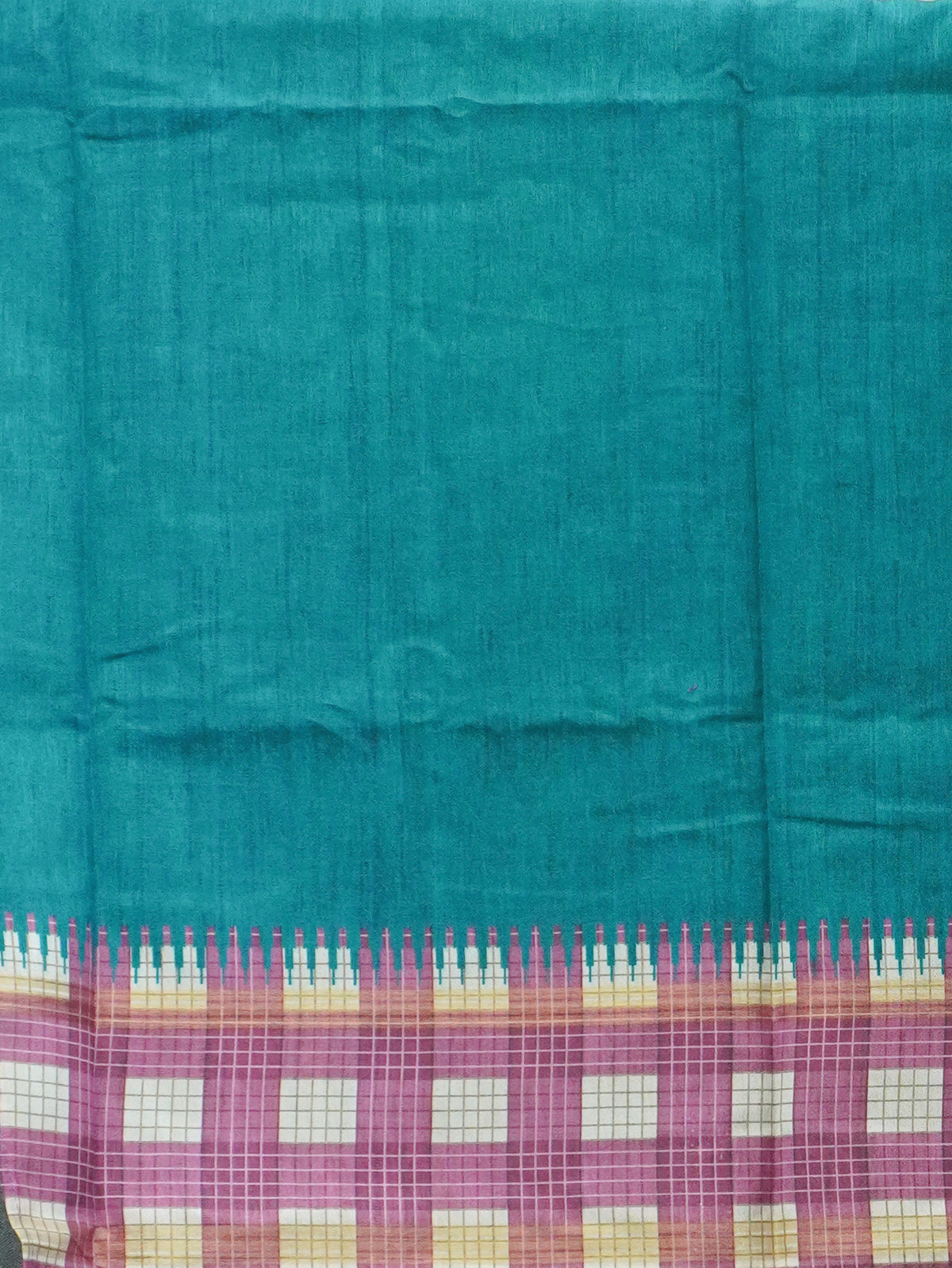 Vintage Checked Tussar Saree | TTDS3708