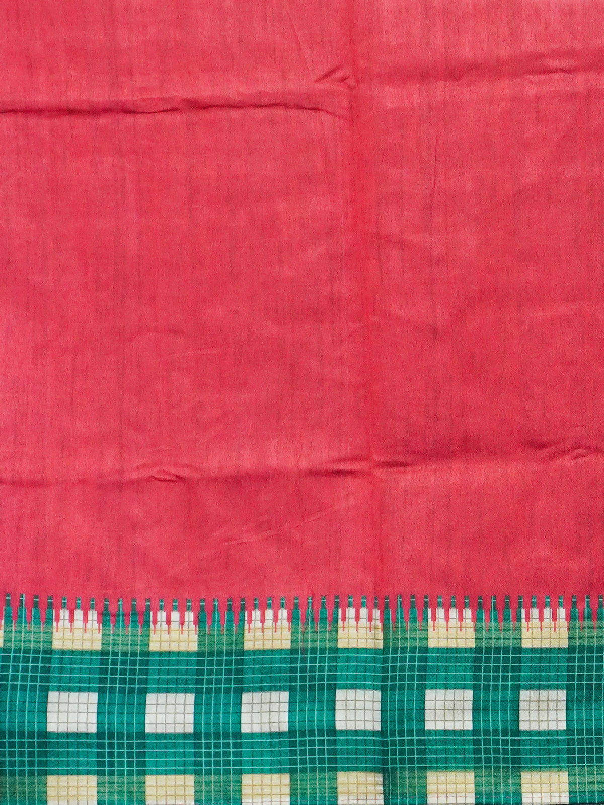 Vintage Checked Tussar Saree | TTDS3708