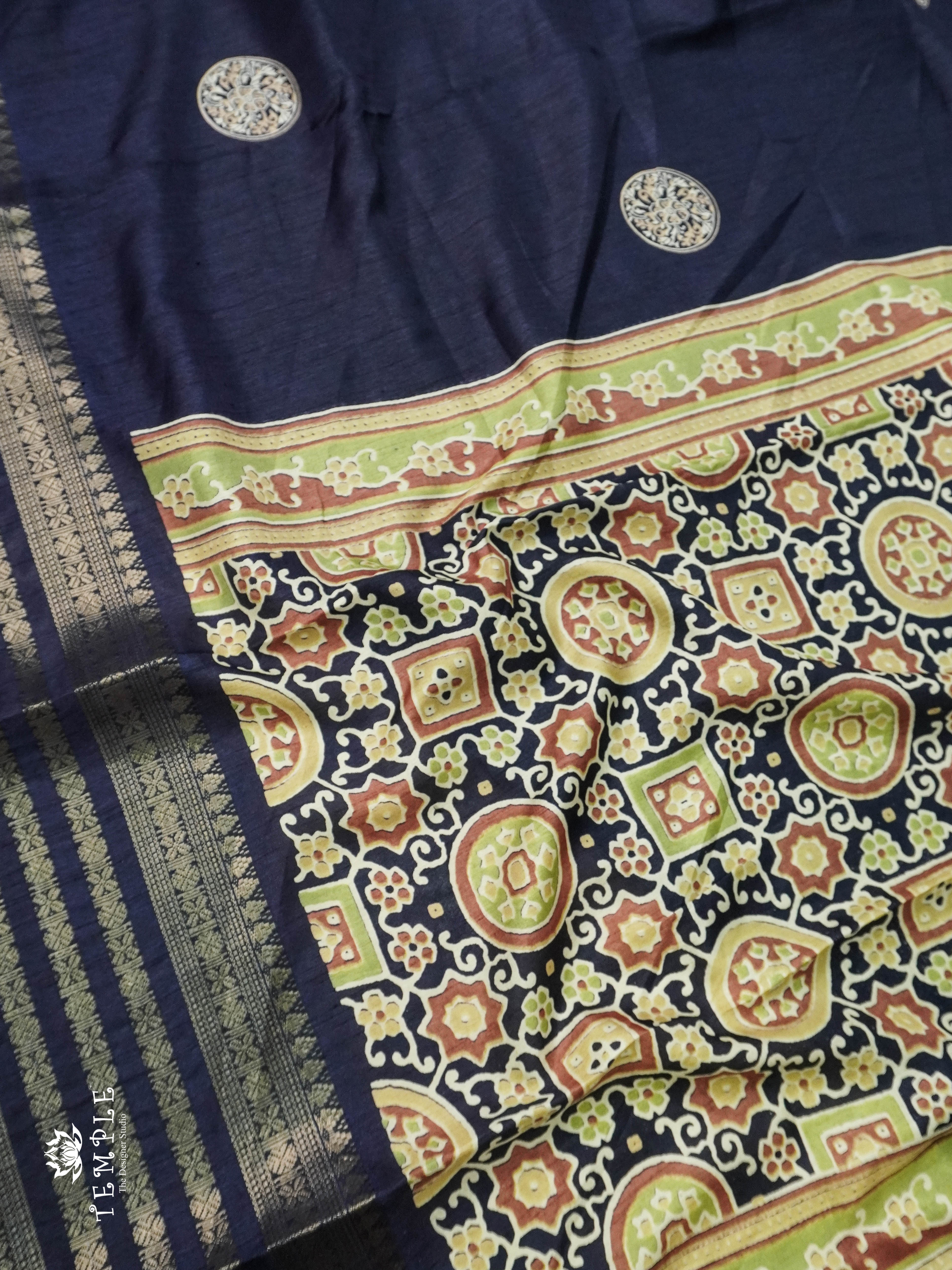 Semi Kanchi Saree With Chakra Print | TTDS1029