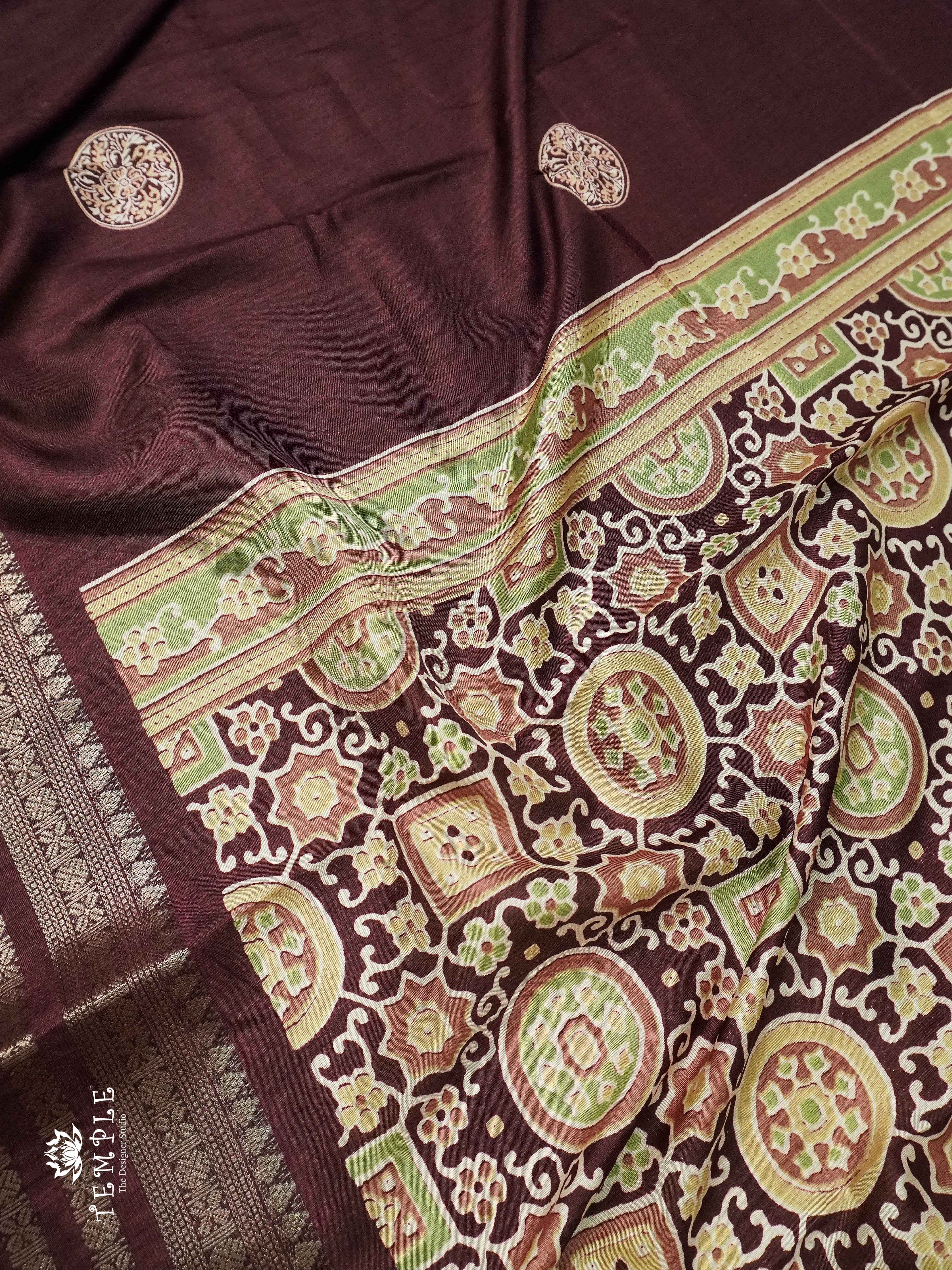 Semi Kanchi Saree With Chakra Print | TTDS1029