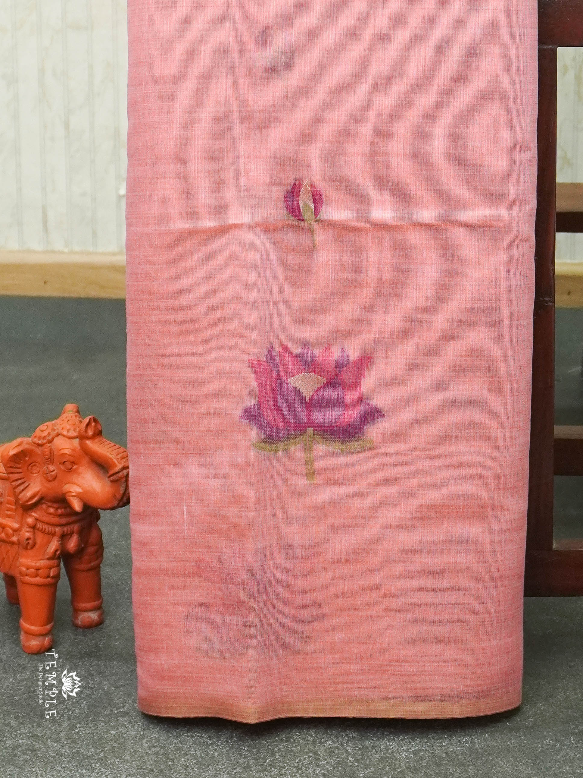 Munga Cotton Saree With Lotus Pattern | TTDS1402 |  Design - 2