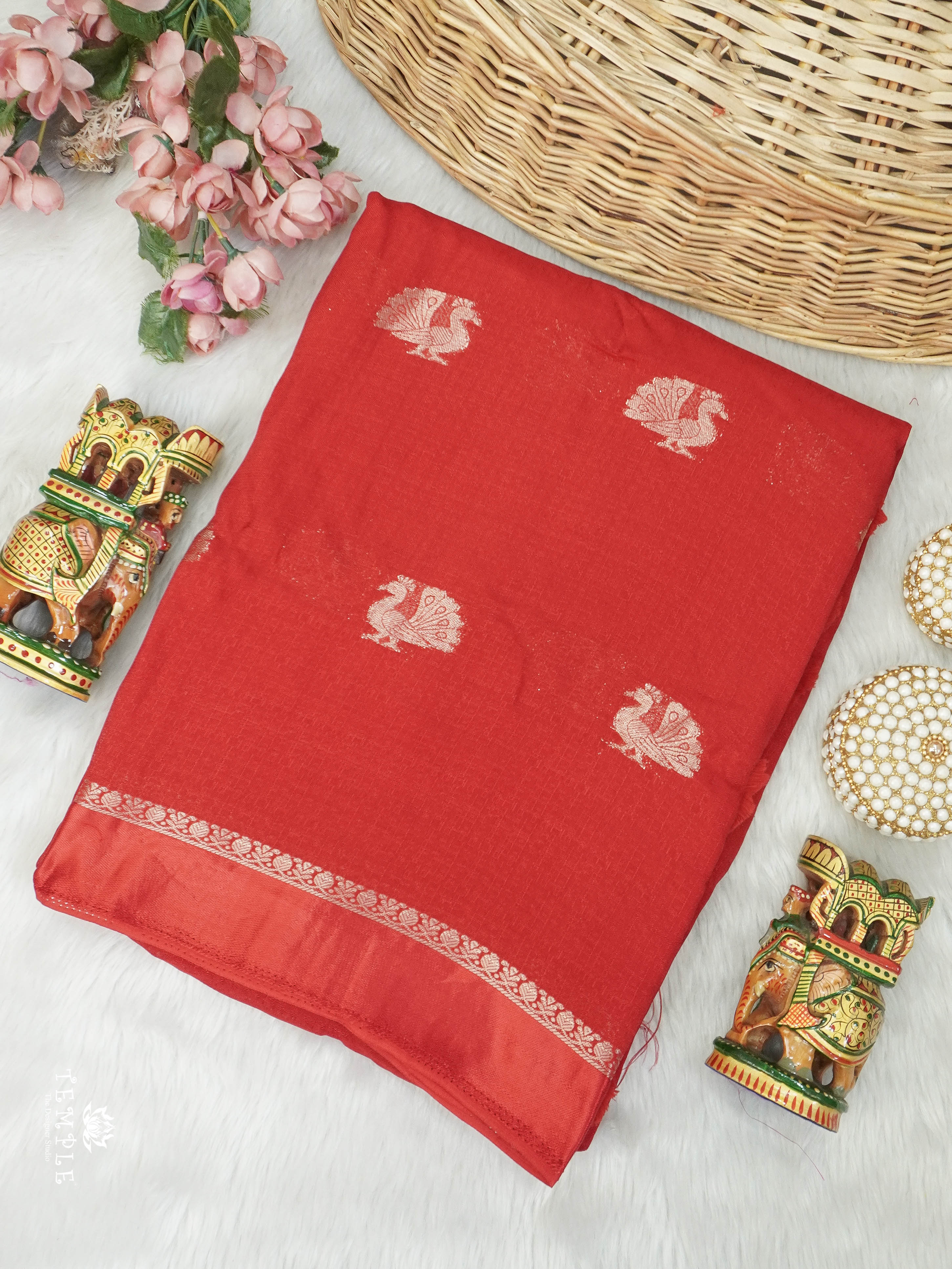 Khadi Silk Saree(Red) | TTDS2878