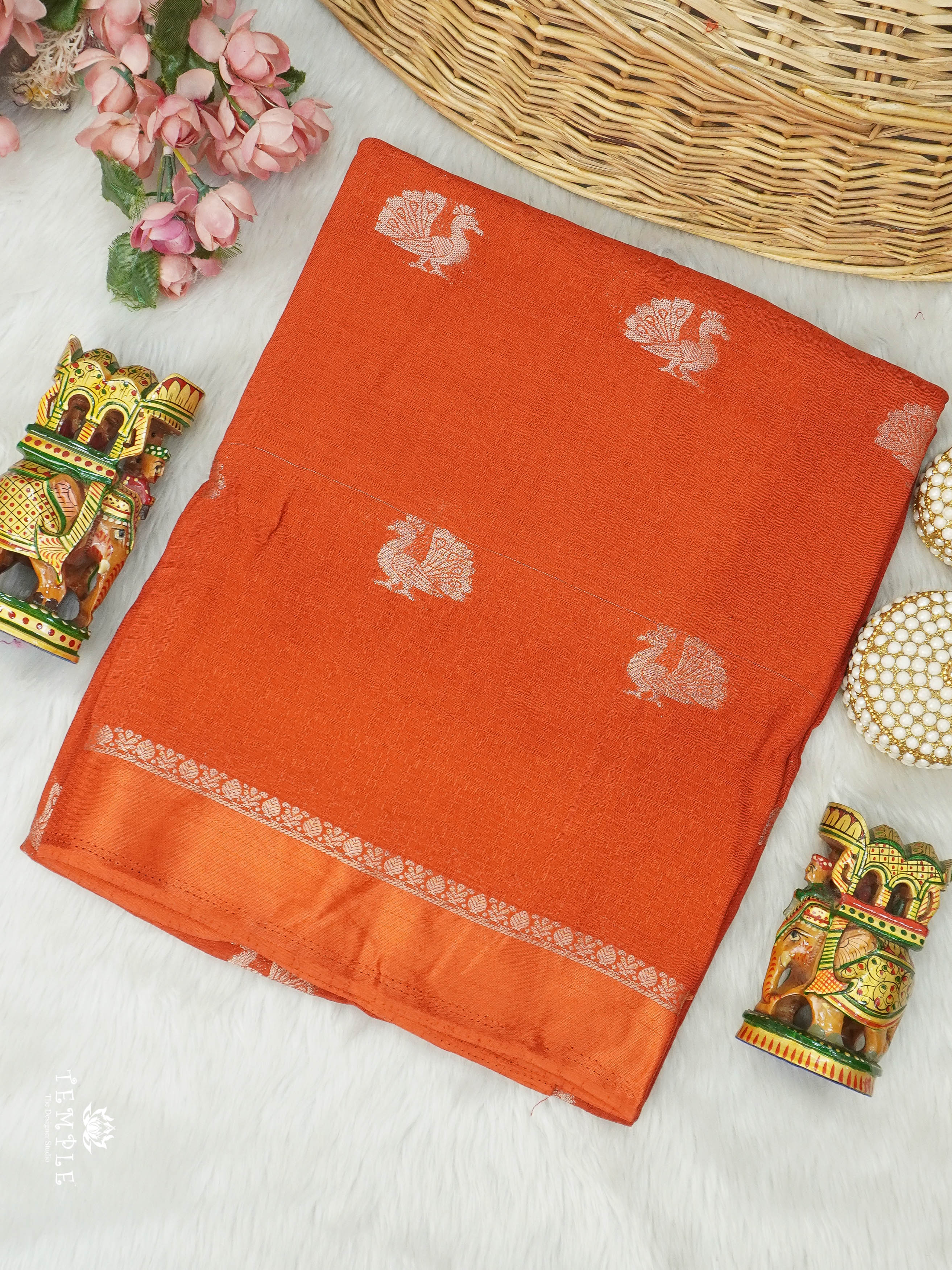Khadi Silk Saree(Rustic Orange) | TTDS2878