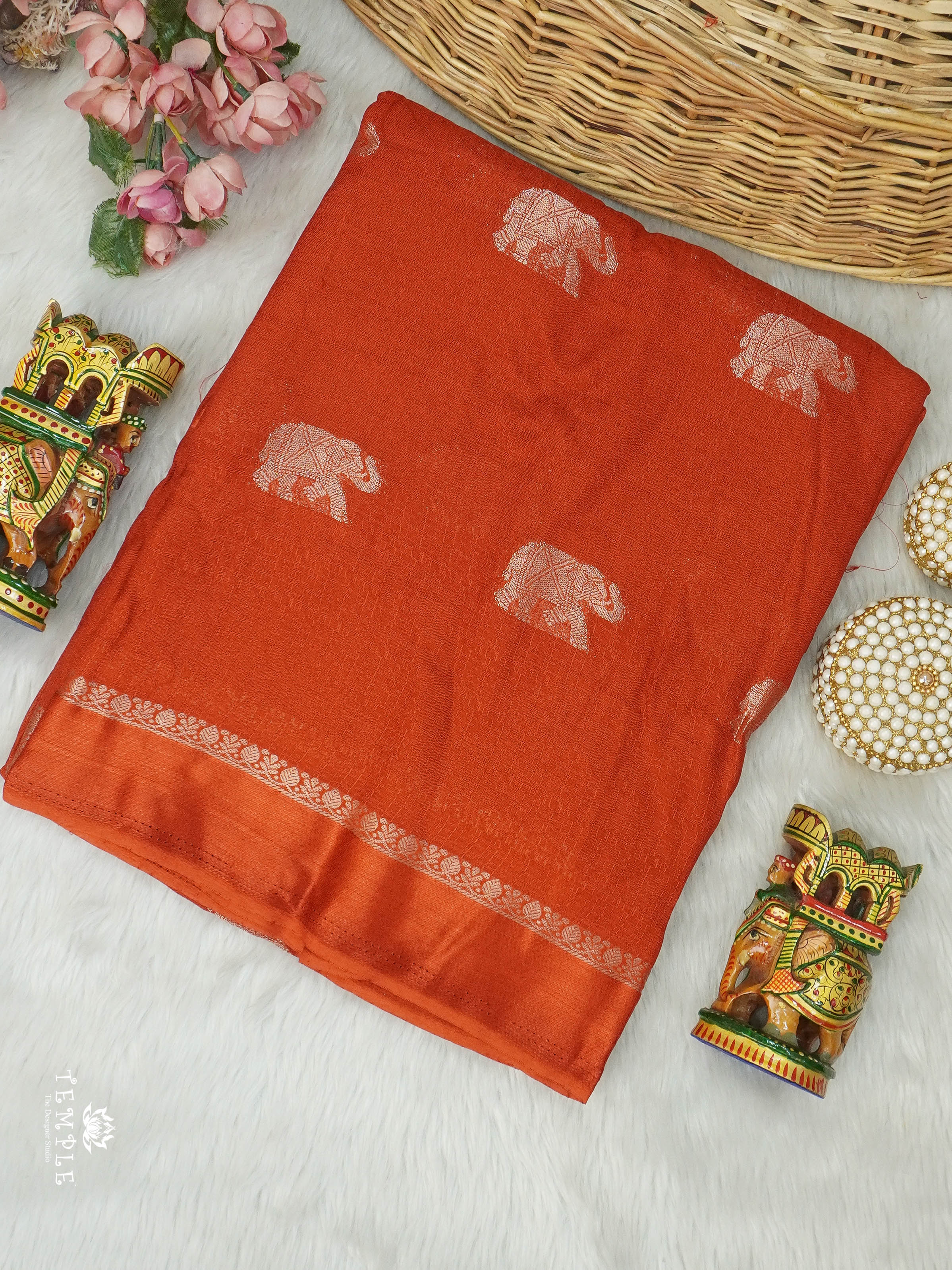 Khadi Silk Saree(Rustic Orange) | TTDS2879