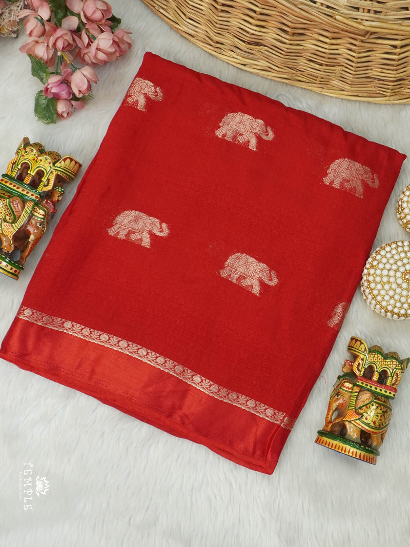Linen Viscose Saree(Red) | TTDS2879