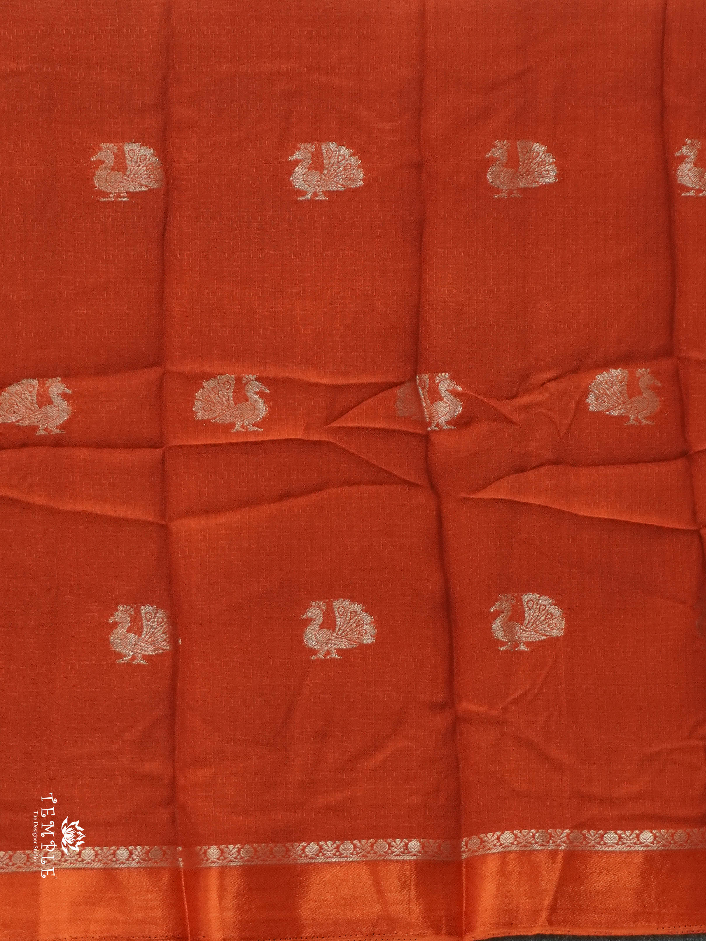 Khadi Silk Saree(Rustic Orange) | TTDS2878