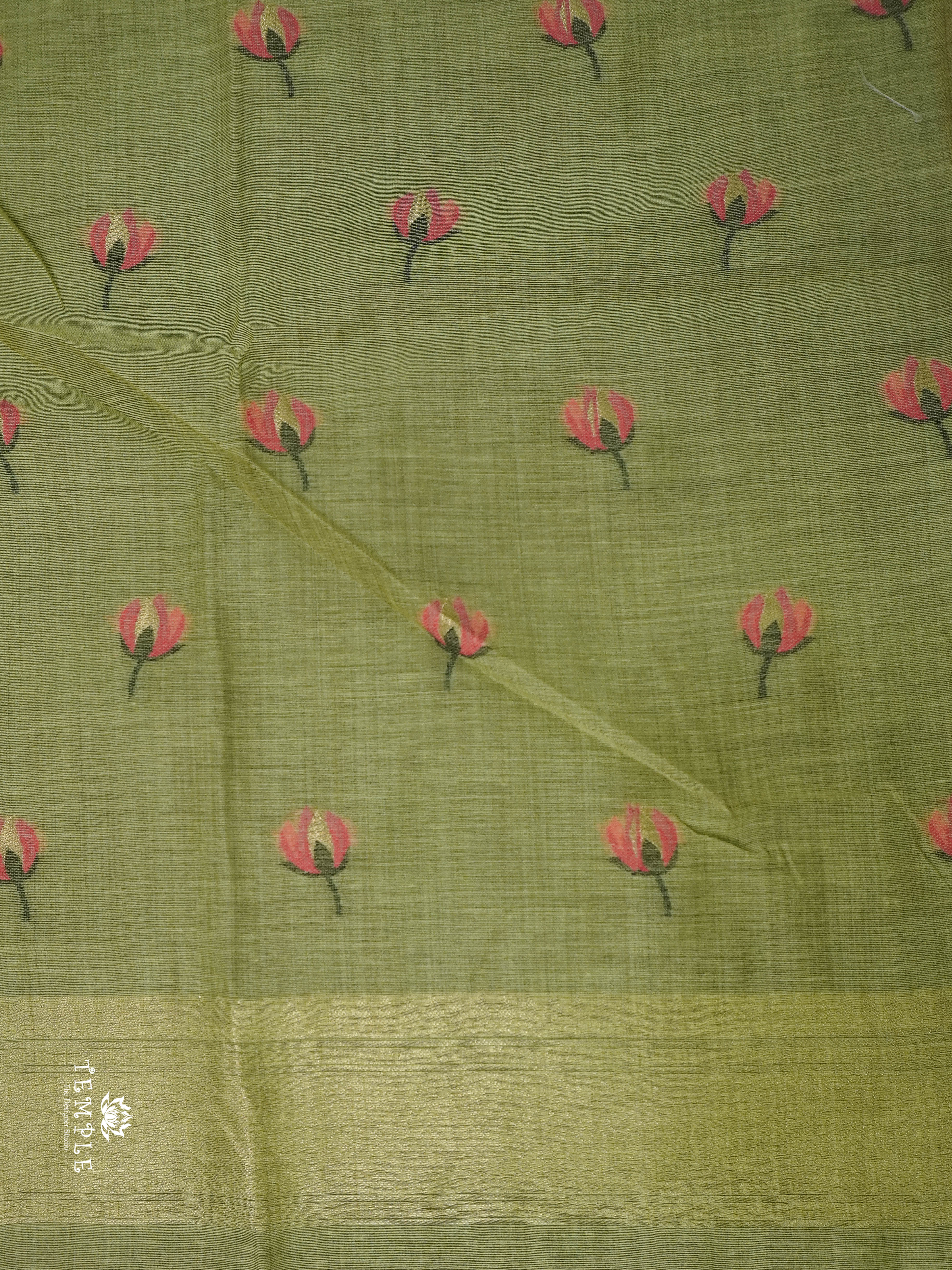 Munga Cotton Saree With Lotus Pattern | TTDS1402 |  Design - 2