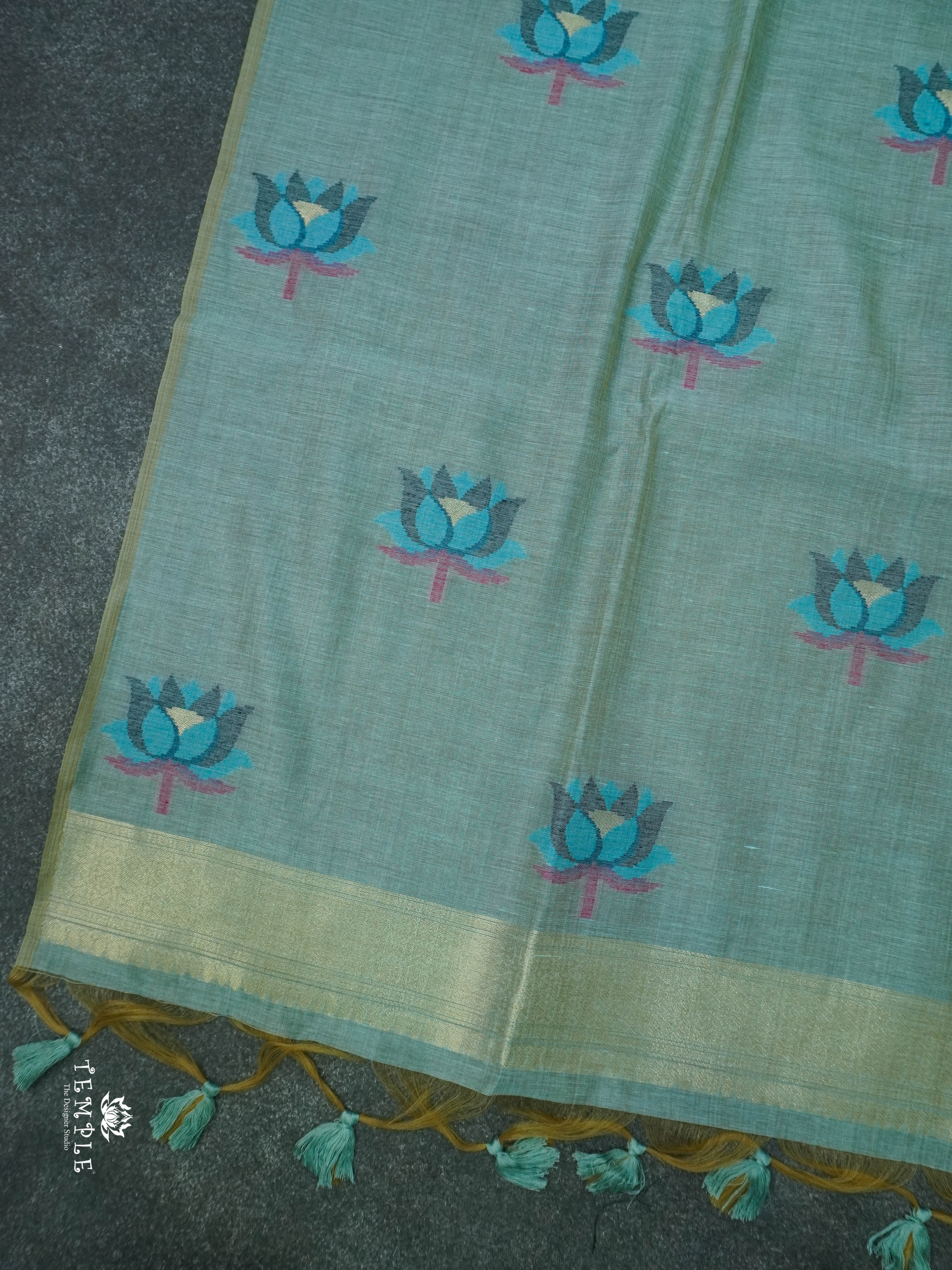 Munga Cotton Saree With Lotus Pattern | TTDS1402 |  Design - 2