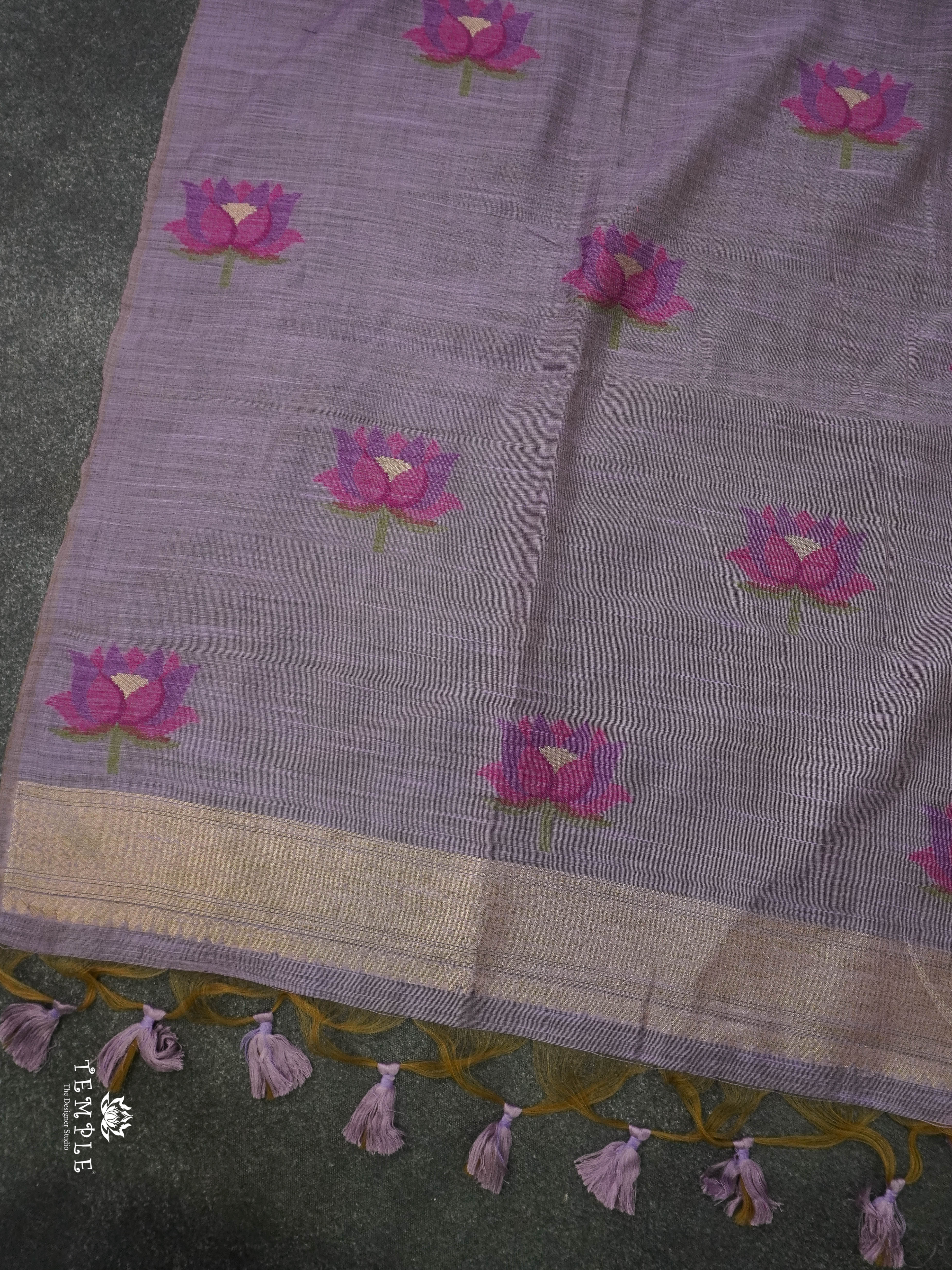 Munga Cotton Saree With Lotus Pattern | TTDS1402 |  Design - 2