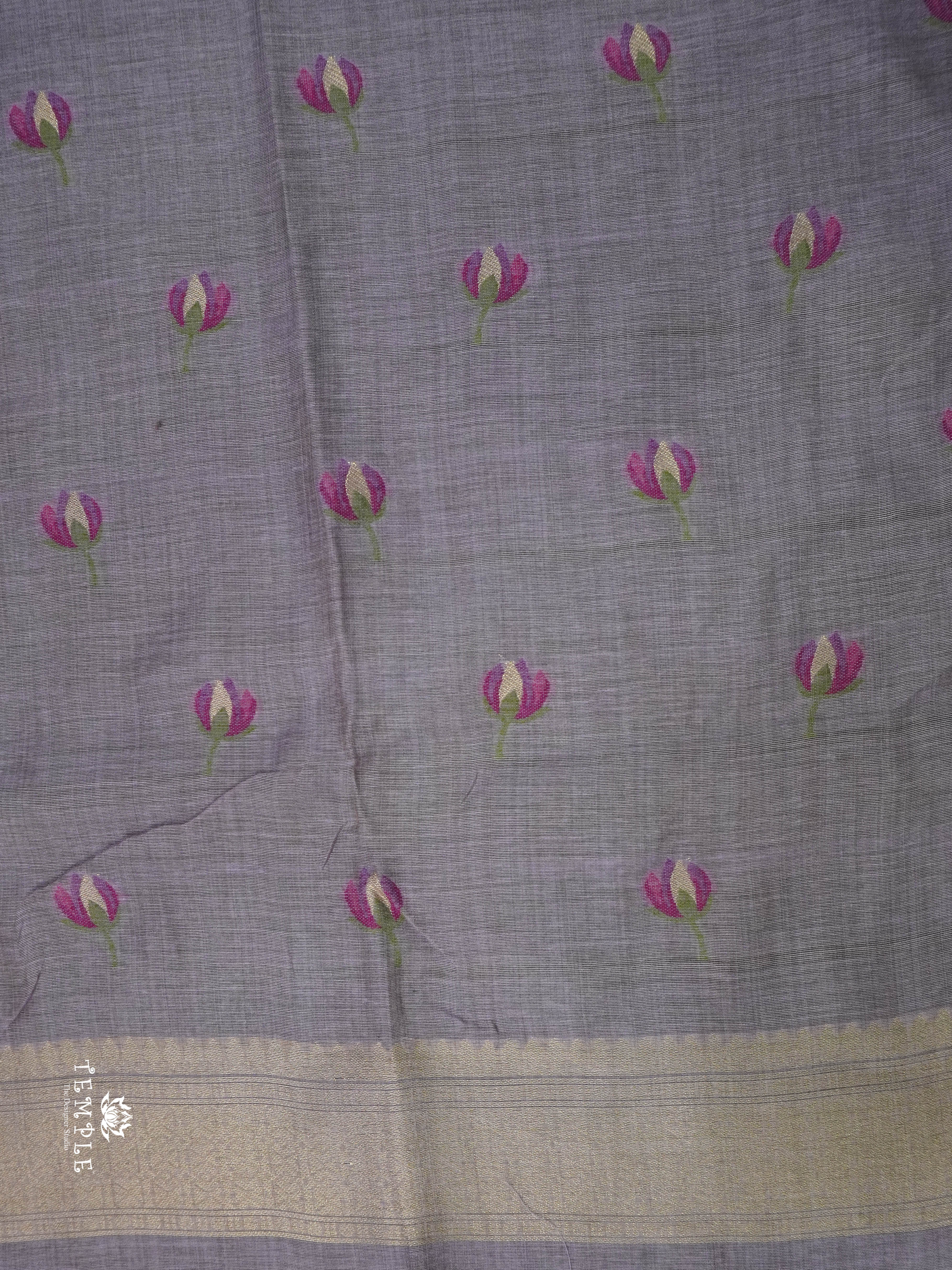 Munga Cotton Saree With Lotus Pattern | TTDS1402 |  Design - 2