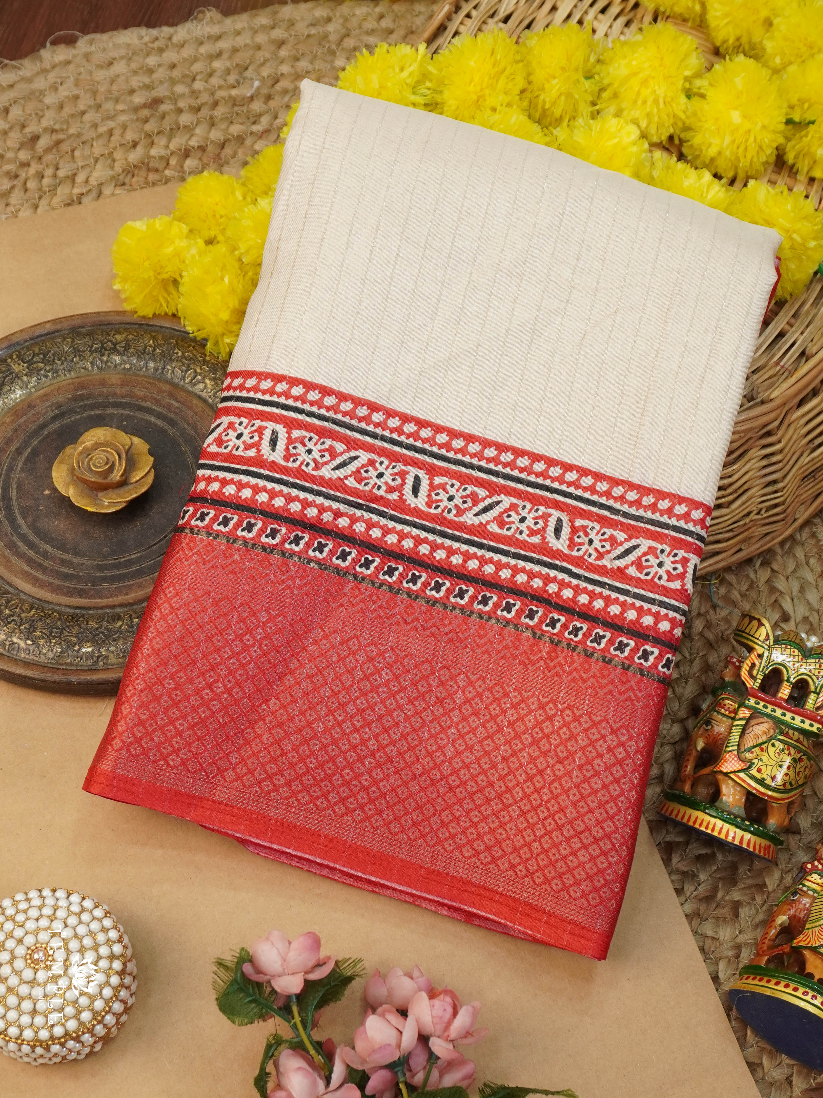 Semi Crepe Saree With Vaira Oosi Pattern | TTDS2895