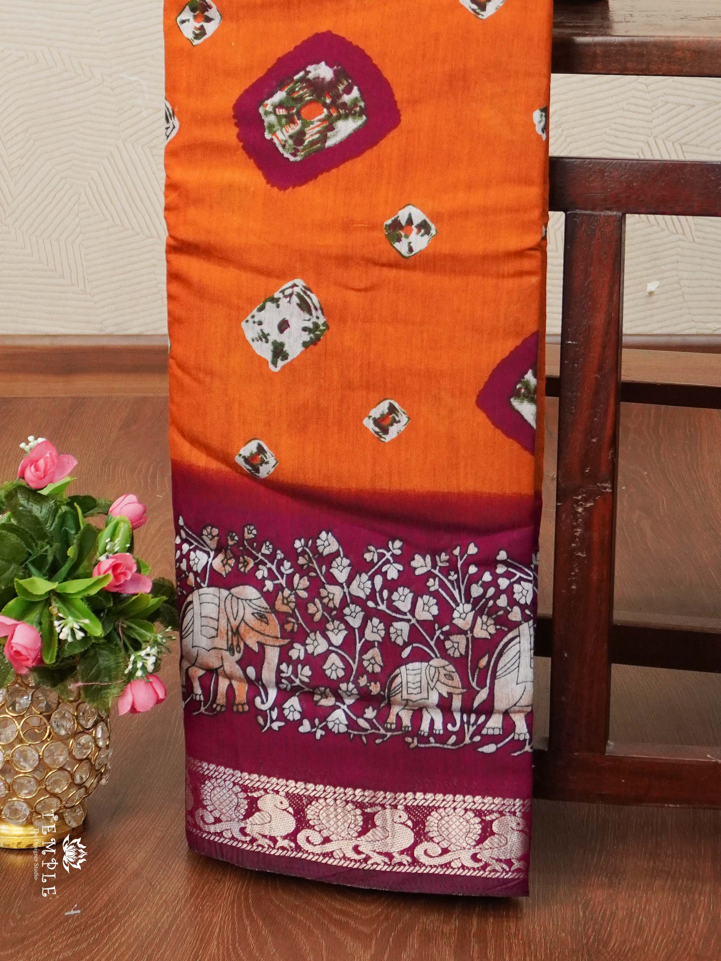 Bandhini Print Cotton Saree | TTDS2386