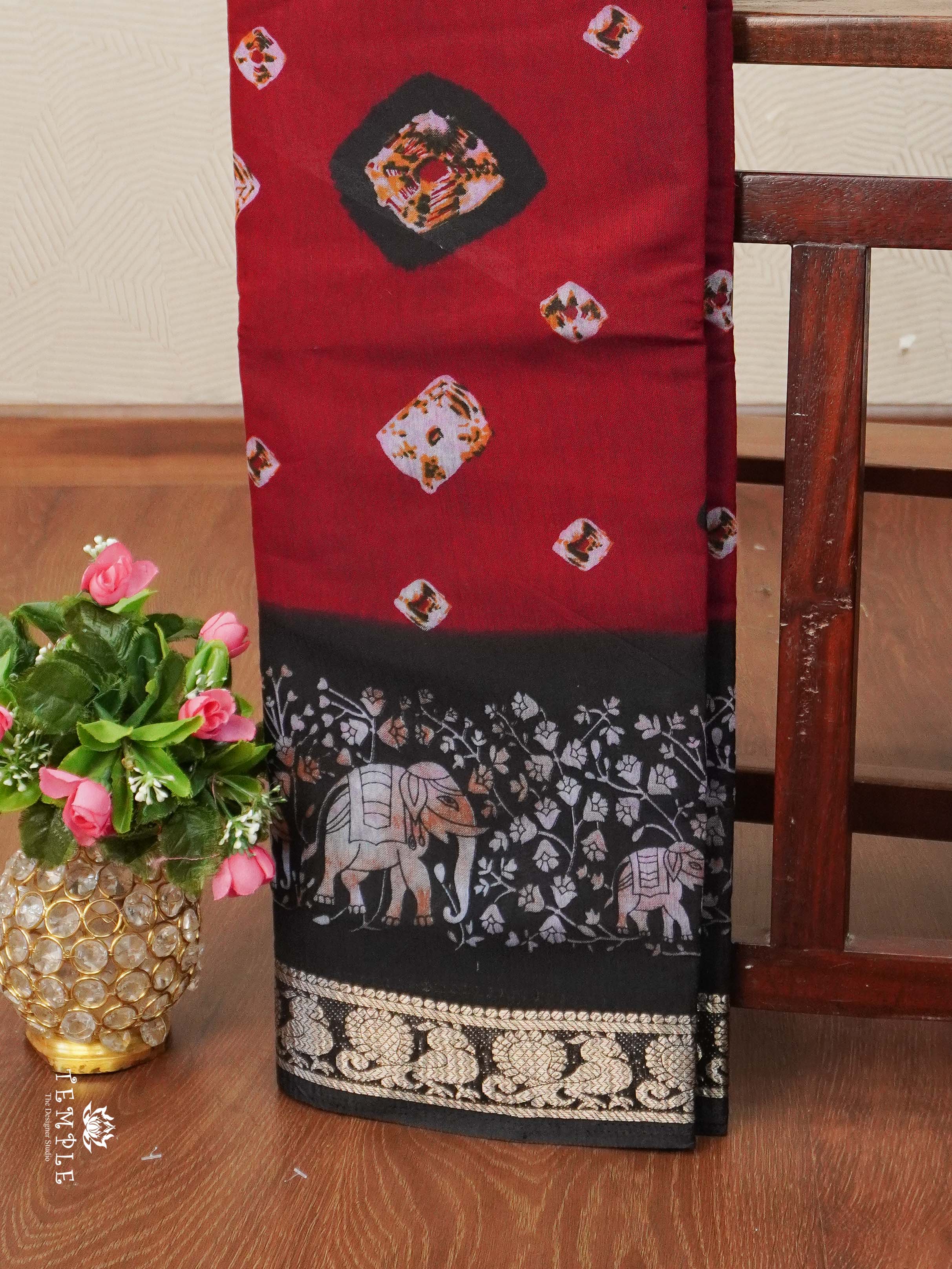 Bandhini Print Cotton Saree | TTDS2386