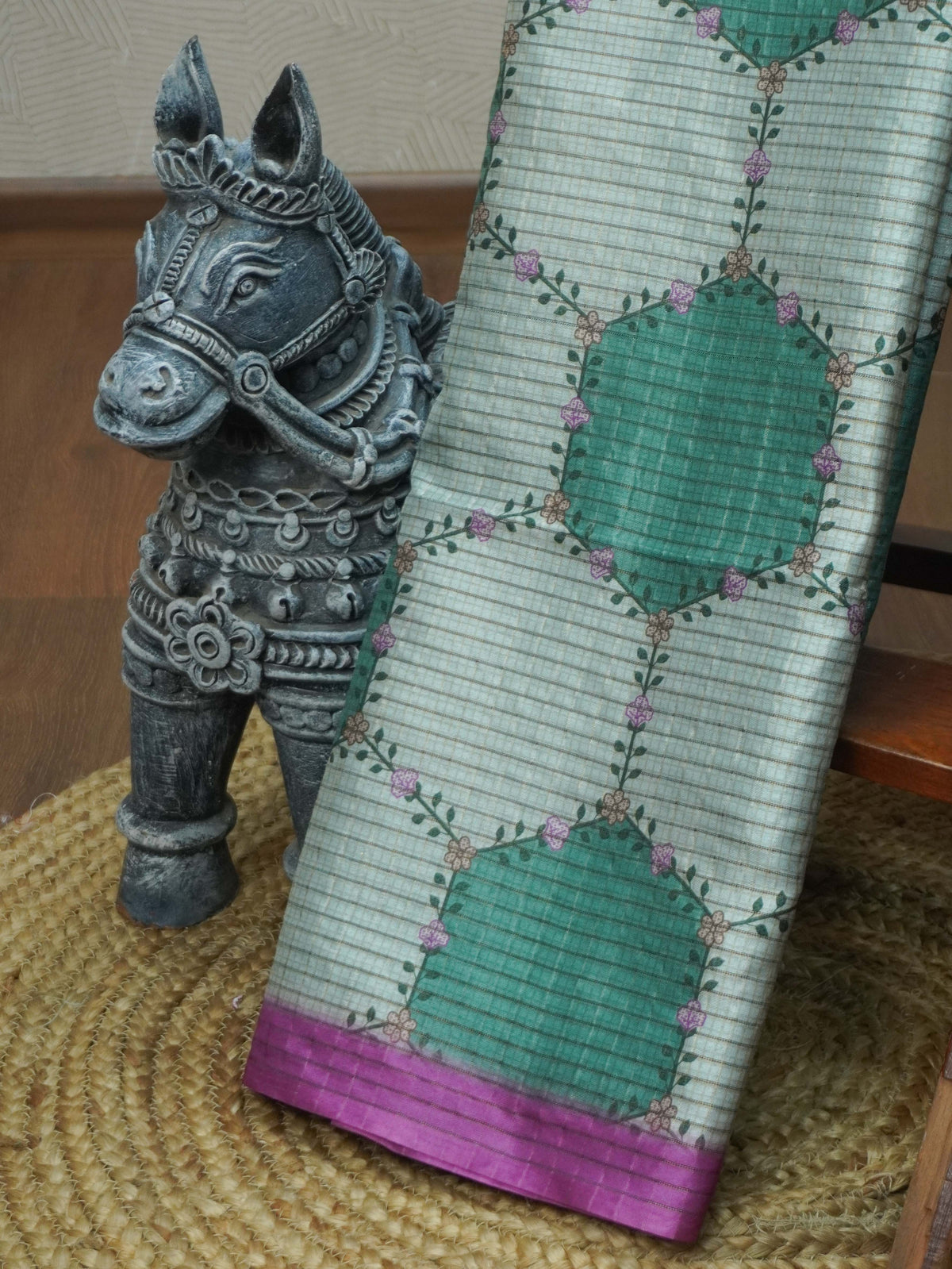 Printed Tussar Saree | TTDS3720
