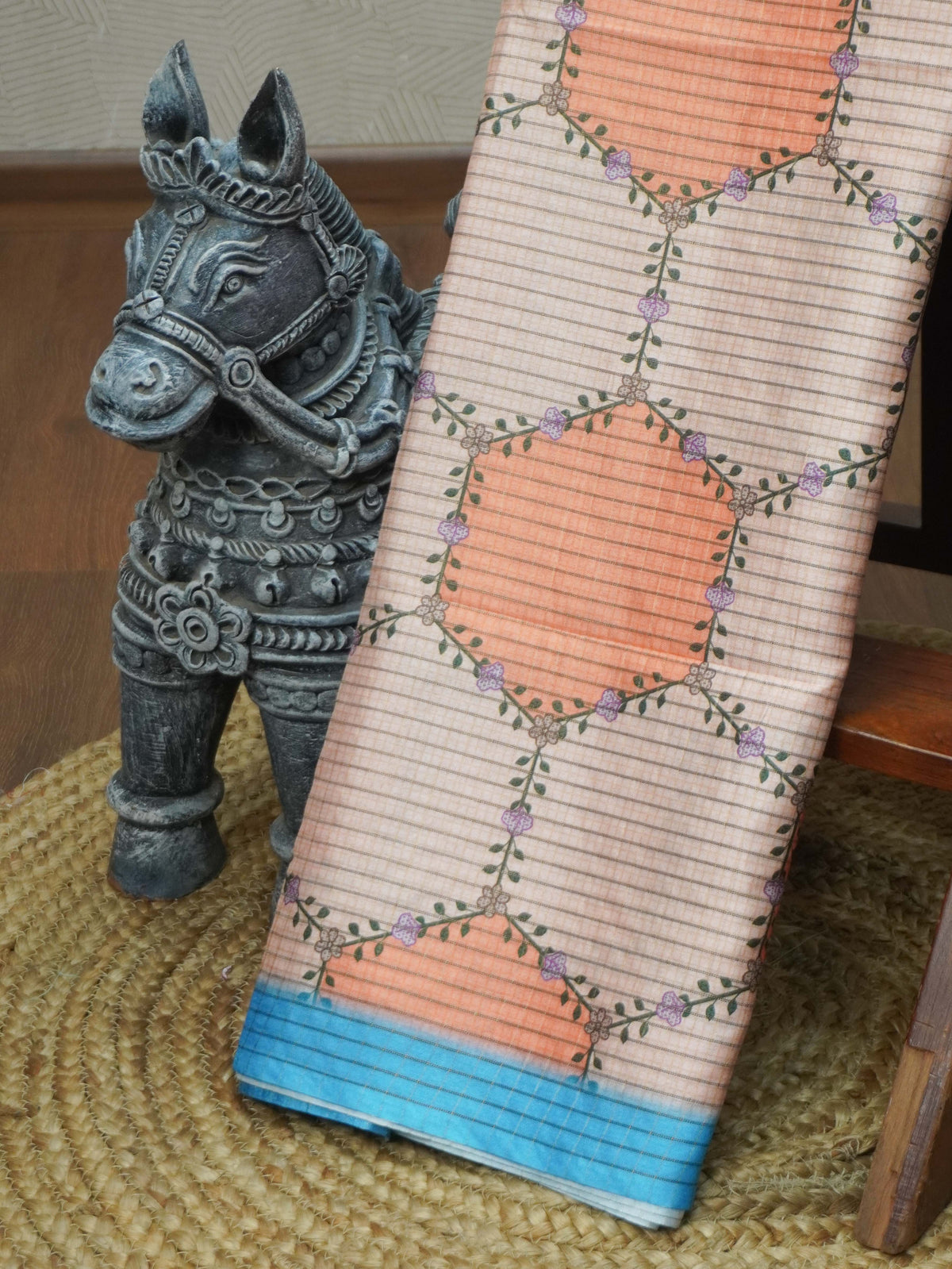 Printed Tussar Saree | TTDS3720