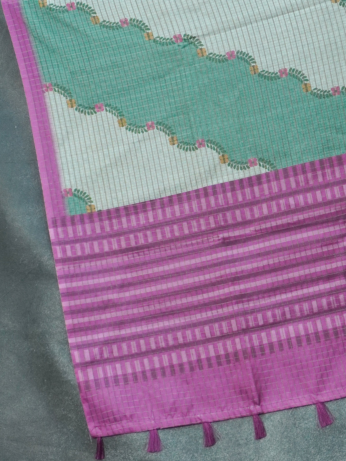 Printed Tussar Saree | TTDS3719