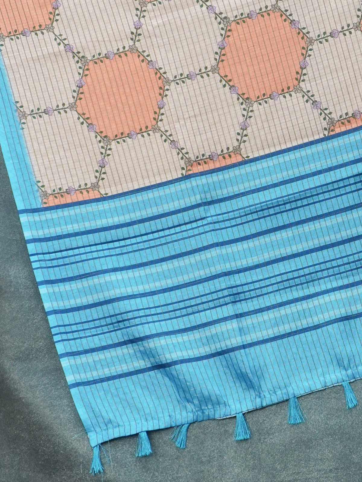 Printed Tussar Saree | TTDS3720