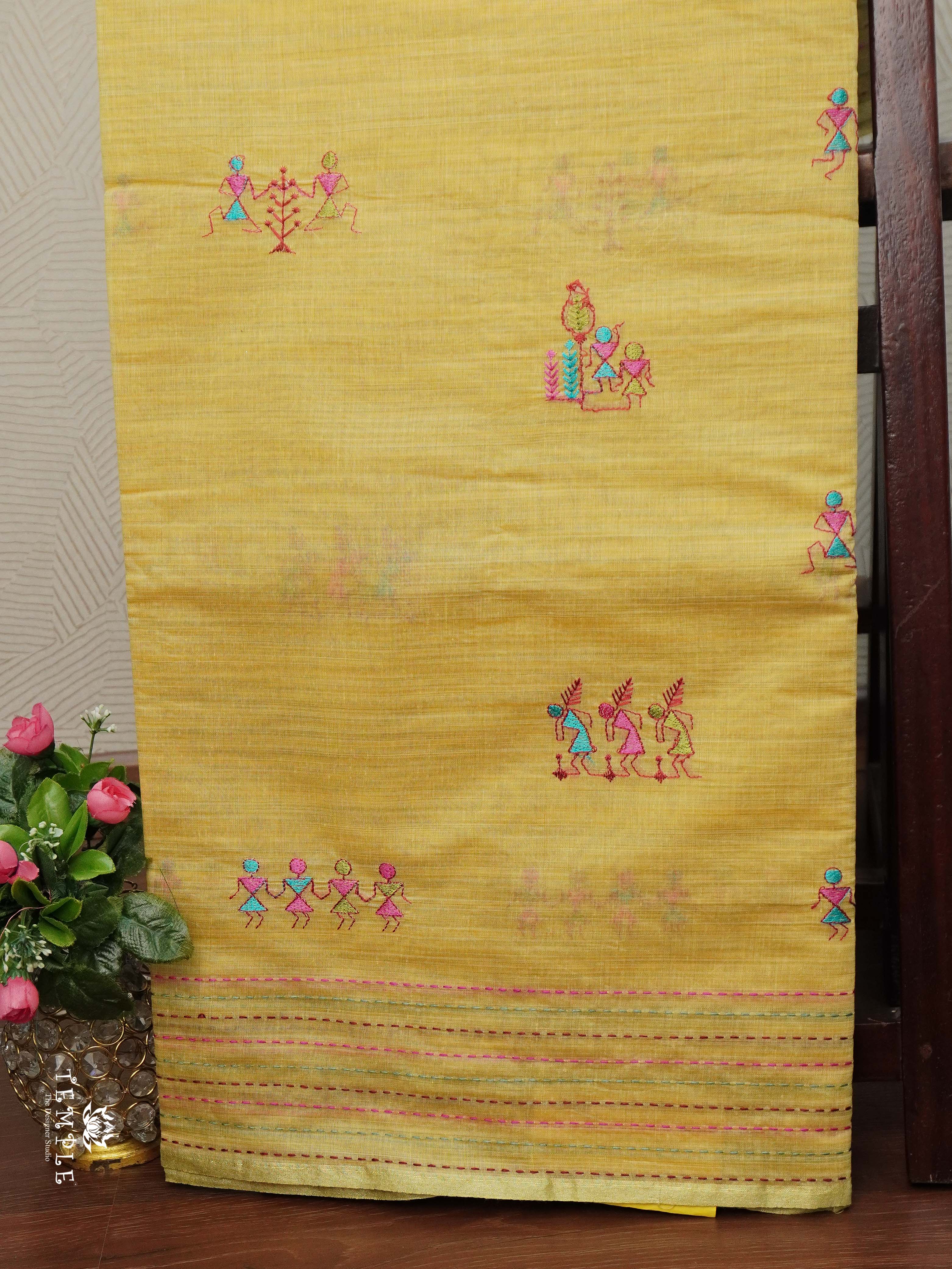 Fancy Cotton Saree With Kantha Stitches | TTDS2387