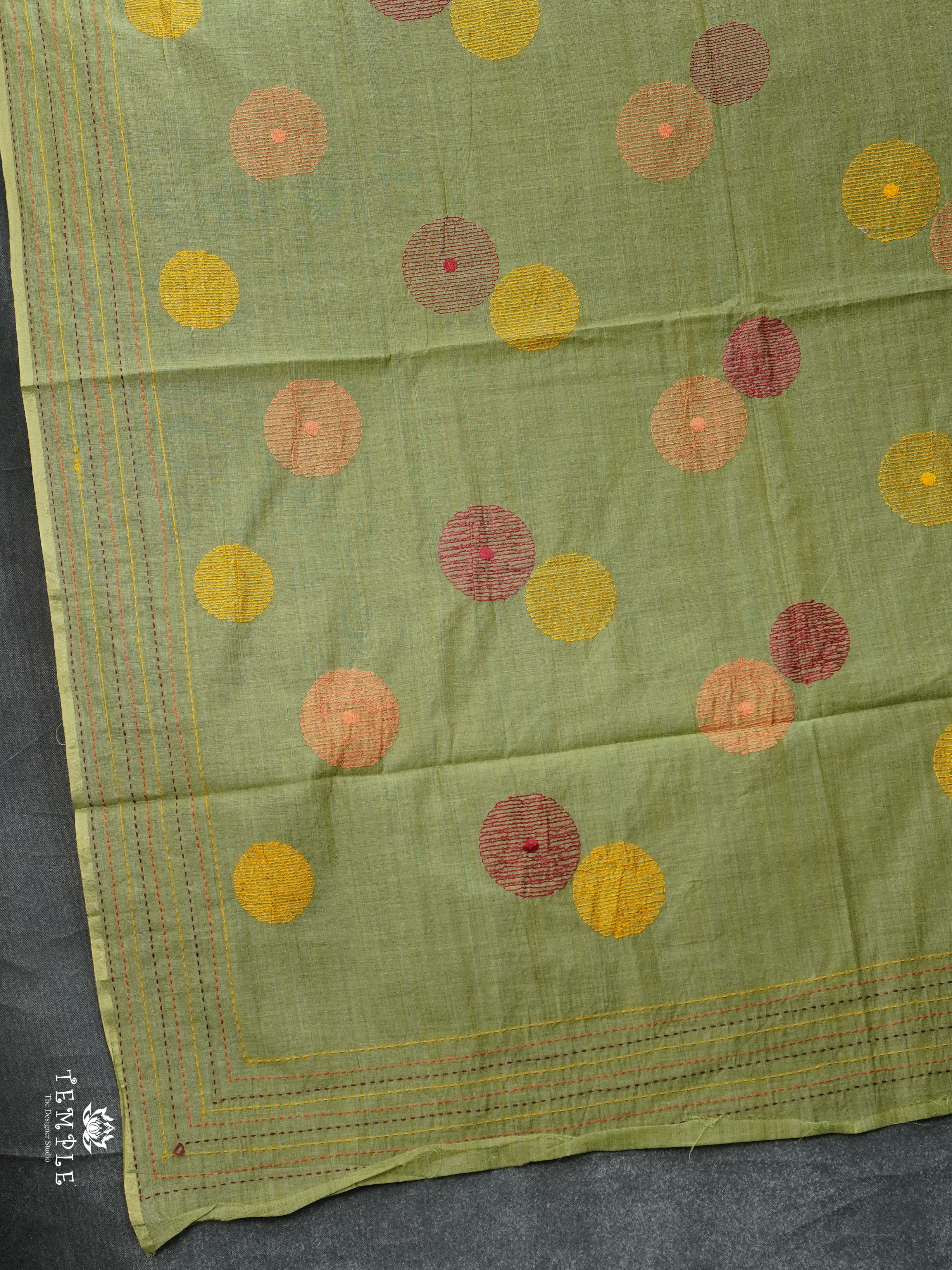 Fancy Cotton Saree With Kantha Stitches | TTDS2387