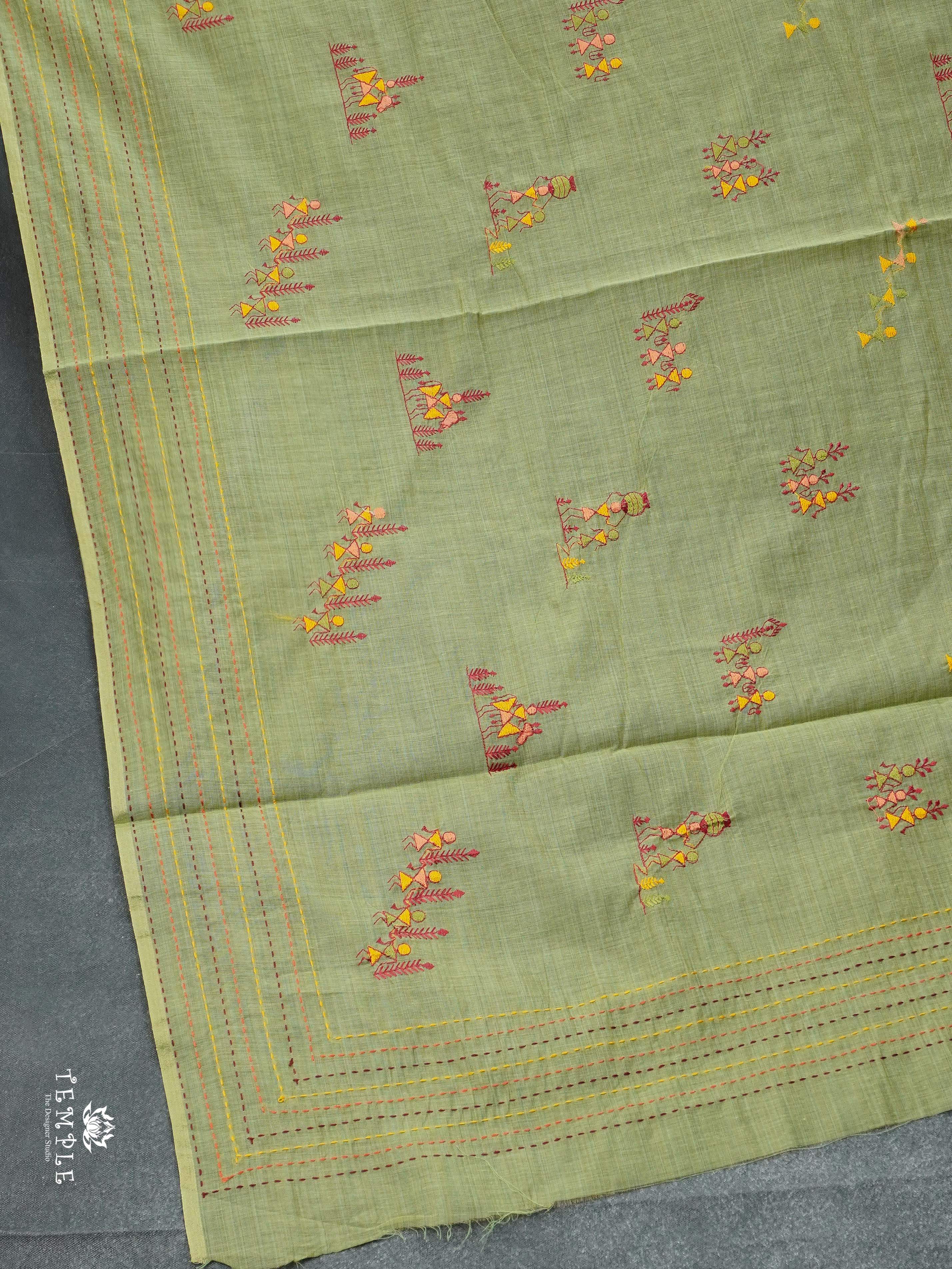 Fancy Cotton Saree With Kantha Stitches | TTDS2387