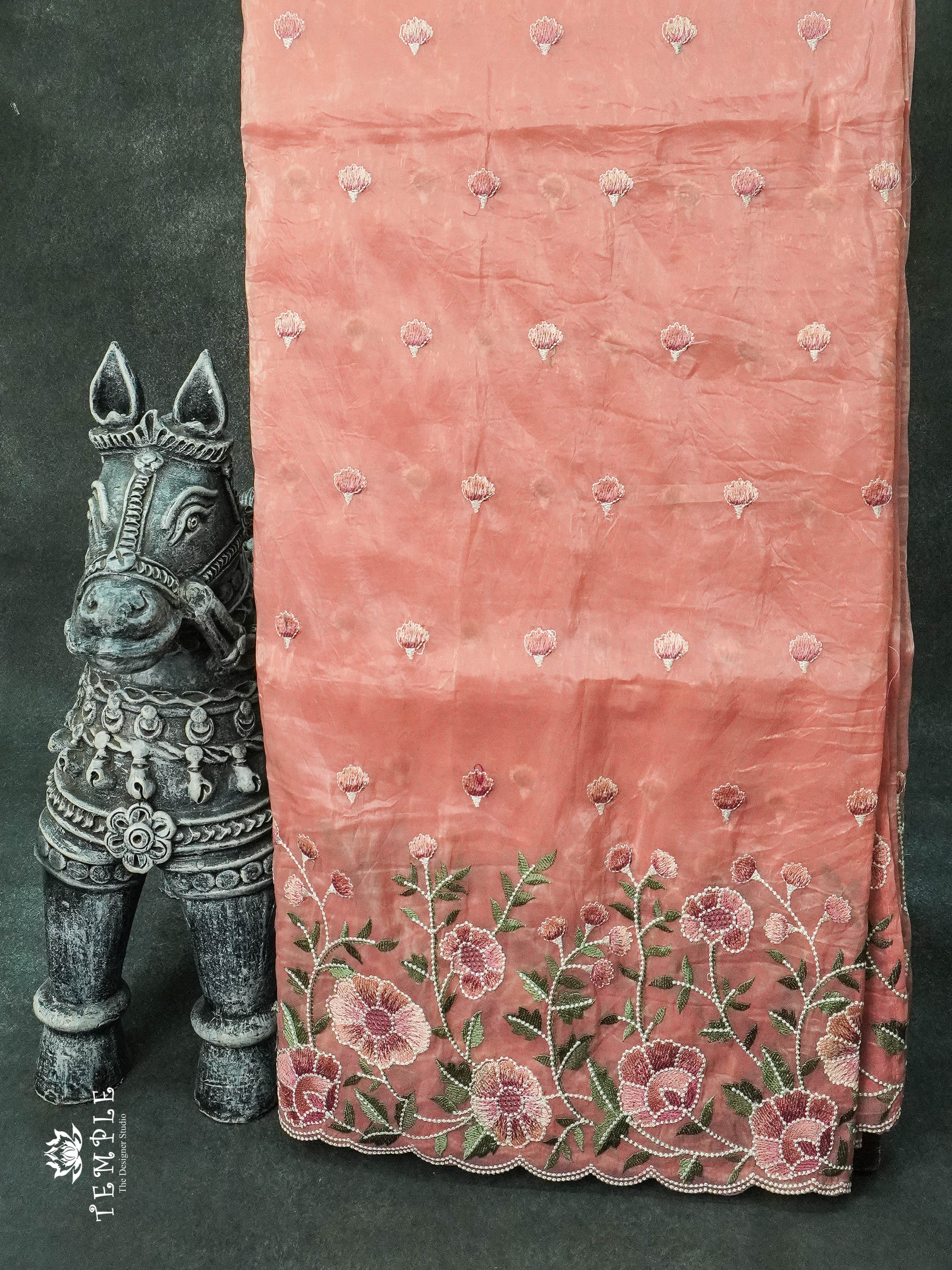 Organza Saree With Scalloped border|TTDS1052