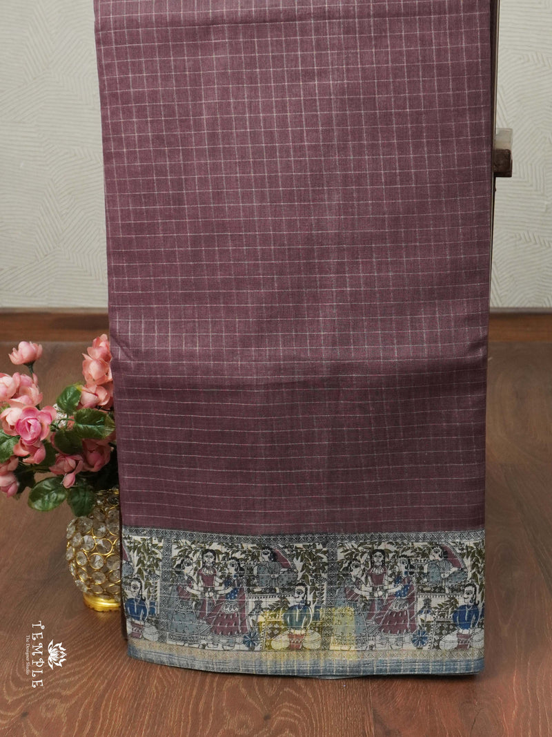Linen Cotton Saree With Madhubani Prints | TTDS1921
