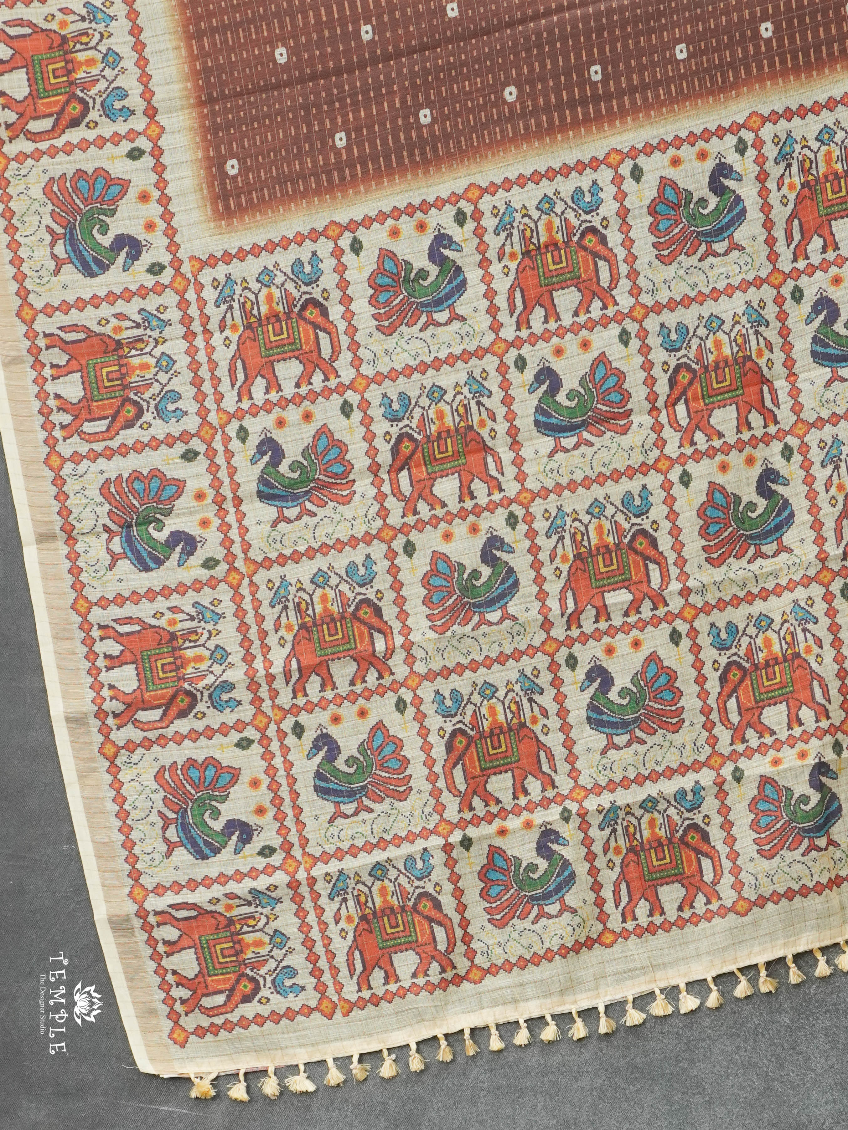 Linen Cotton Saree(Brown) | TTDS2910