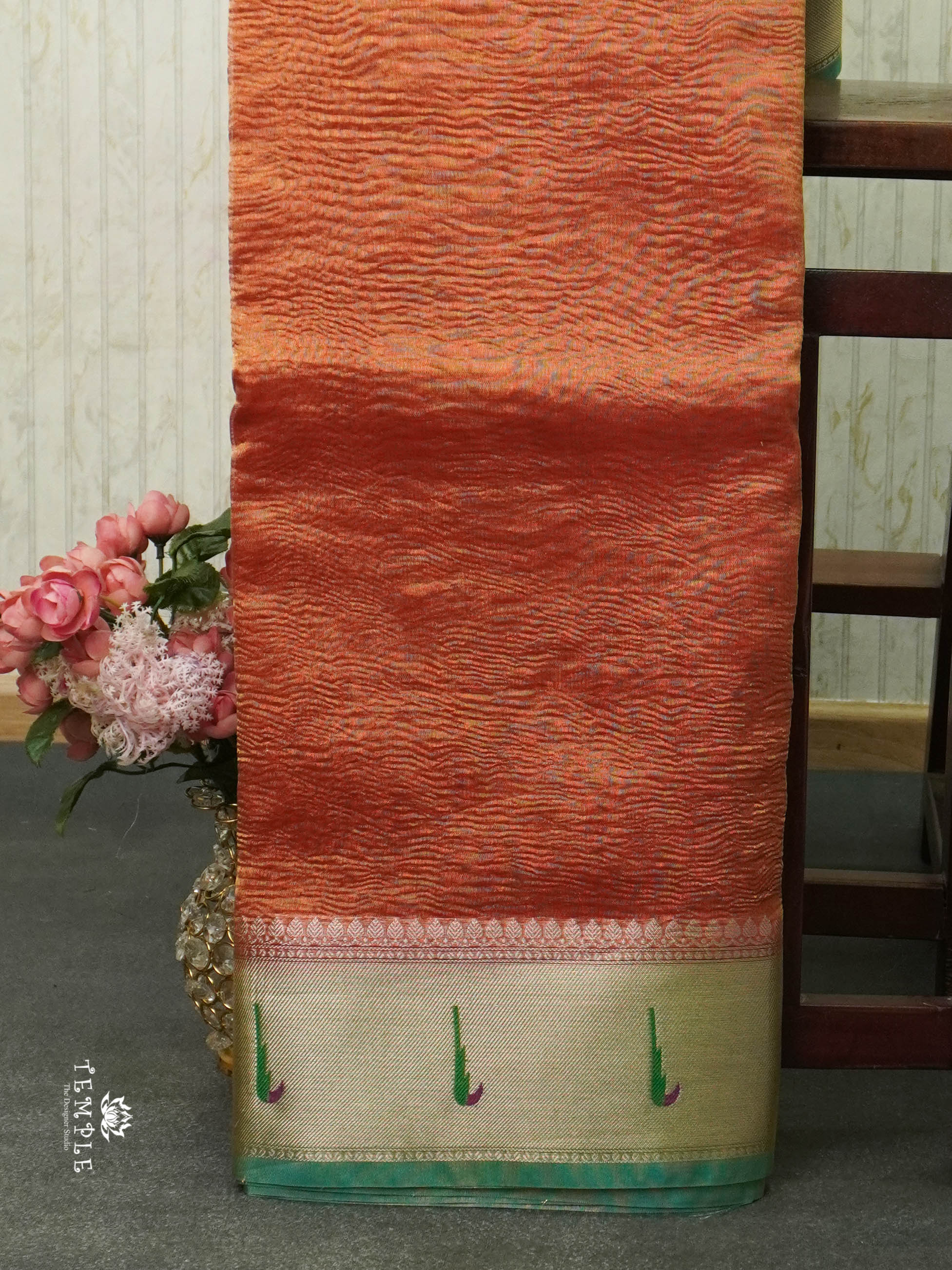 Crush Tissue Saree With Muniyas Border | TTDS1441