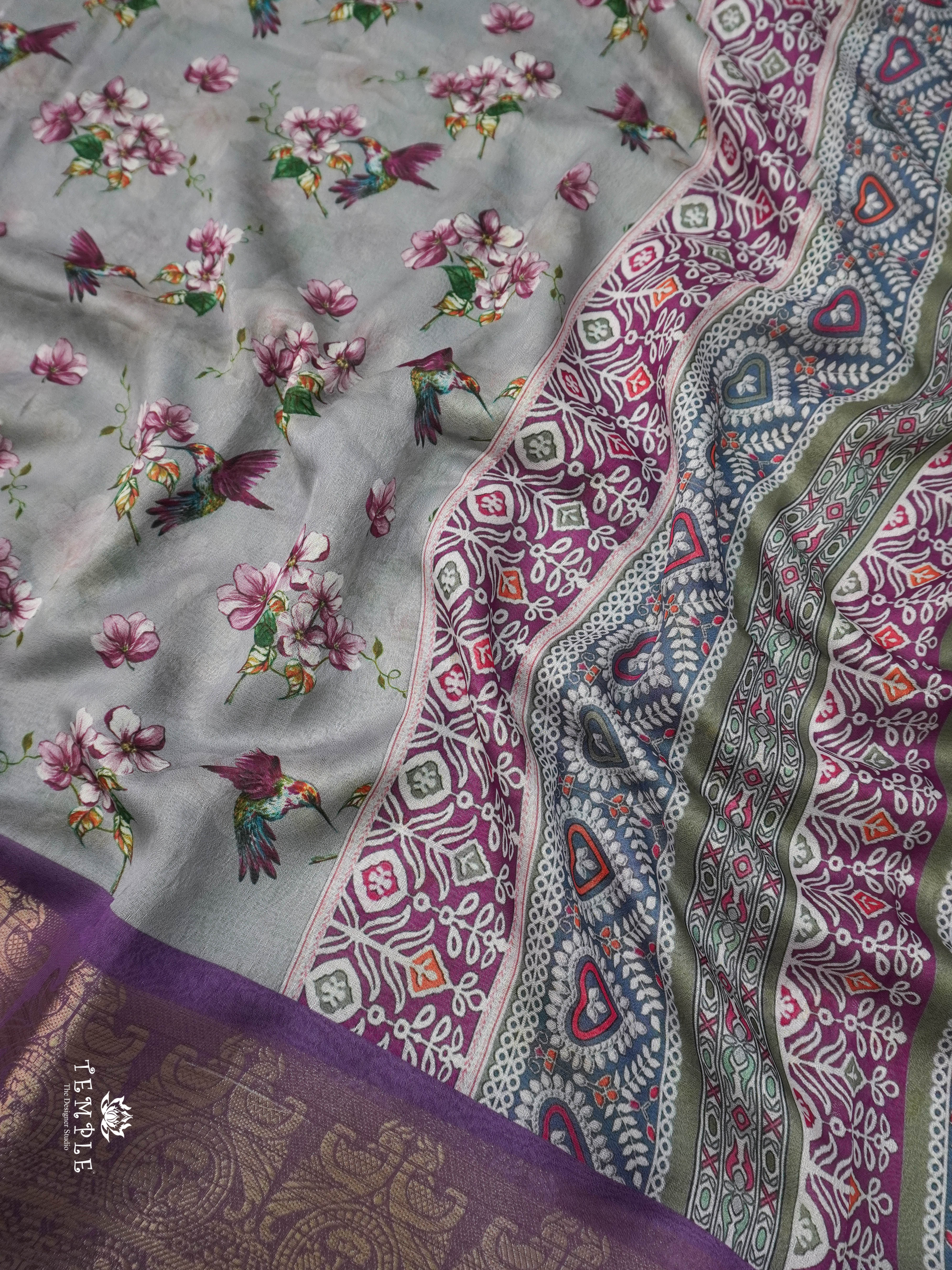 Floral Printed Georgette Sarees | TTDS1440