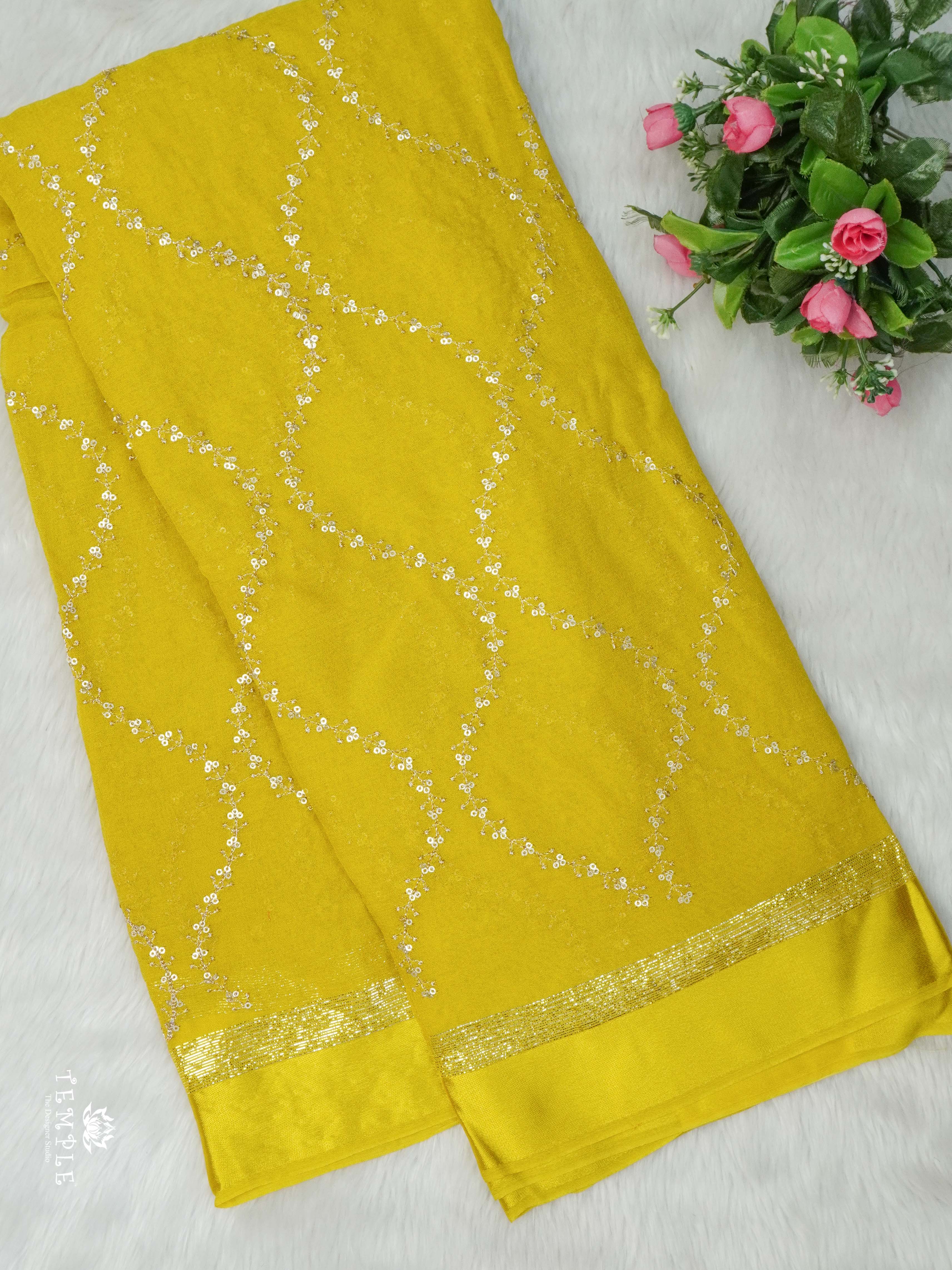 Designer Georgette Saree ( Yellow) | TTDS2382