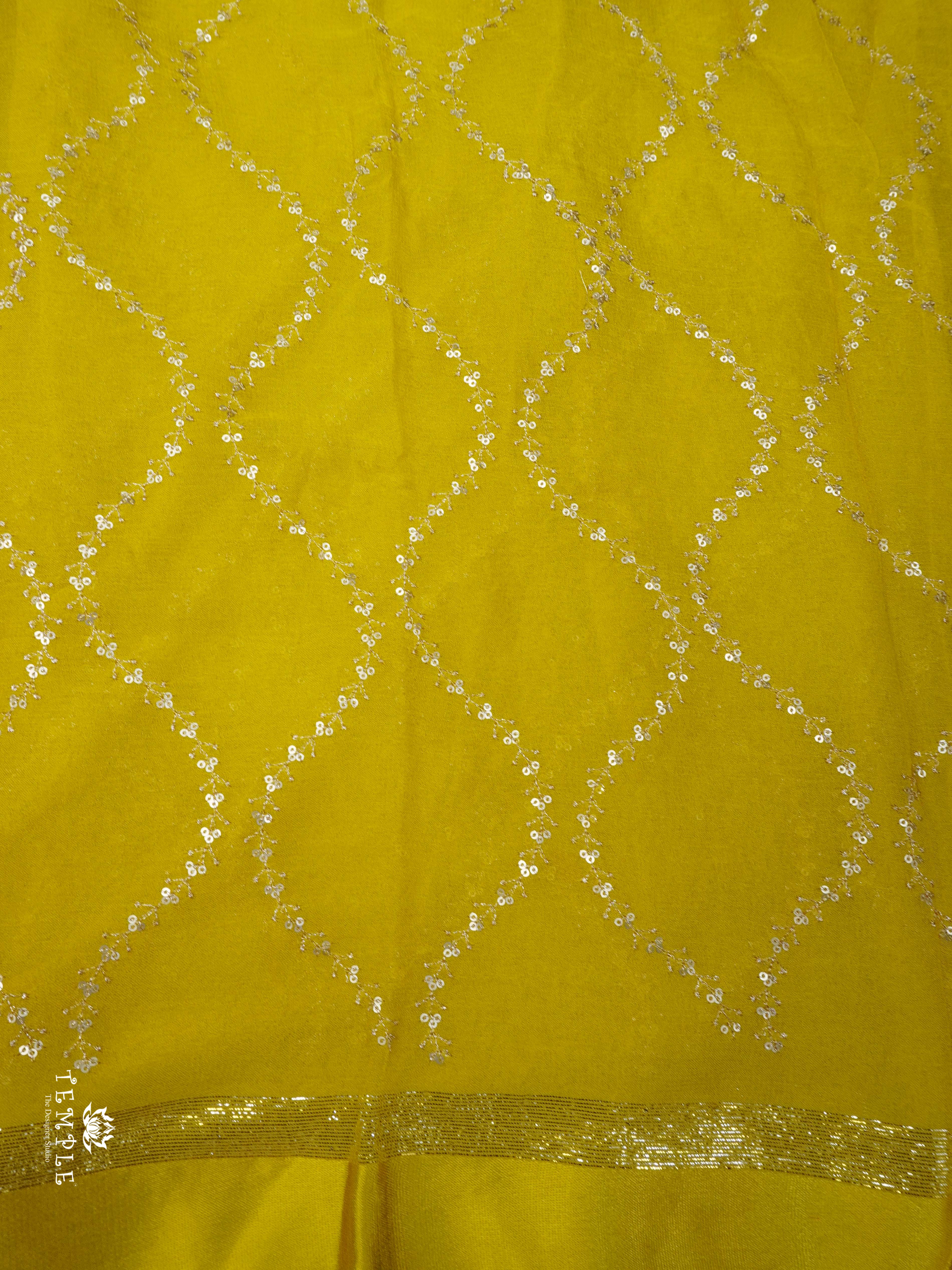 Designer Georgette Saree ( Yellow) | TTDS2382