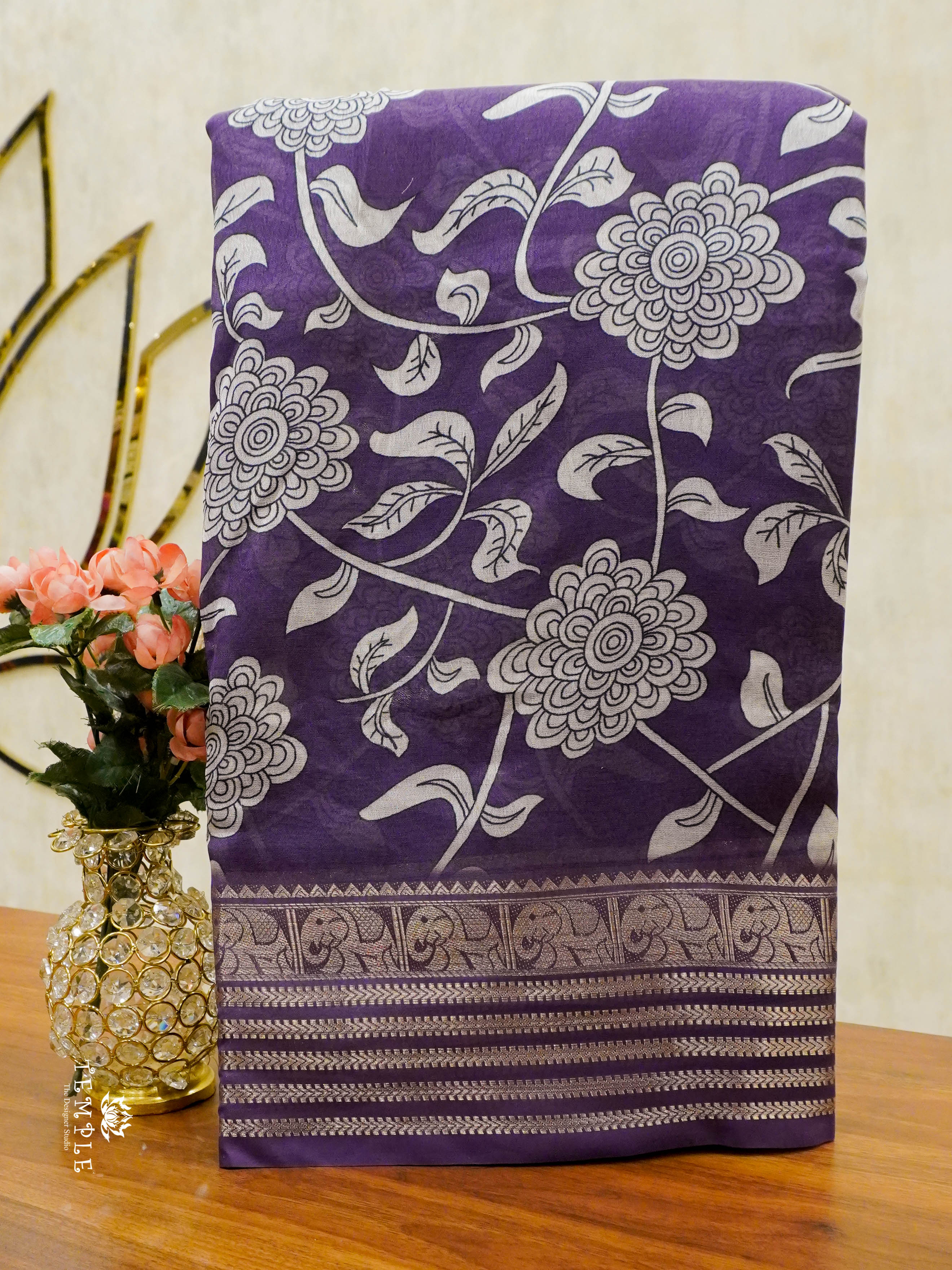 Floral Printed Marshmallow Saree | TTDS1451