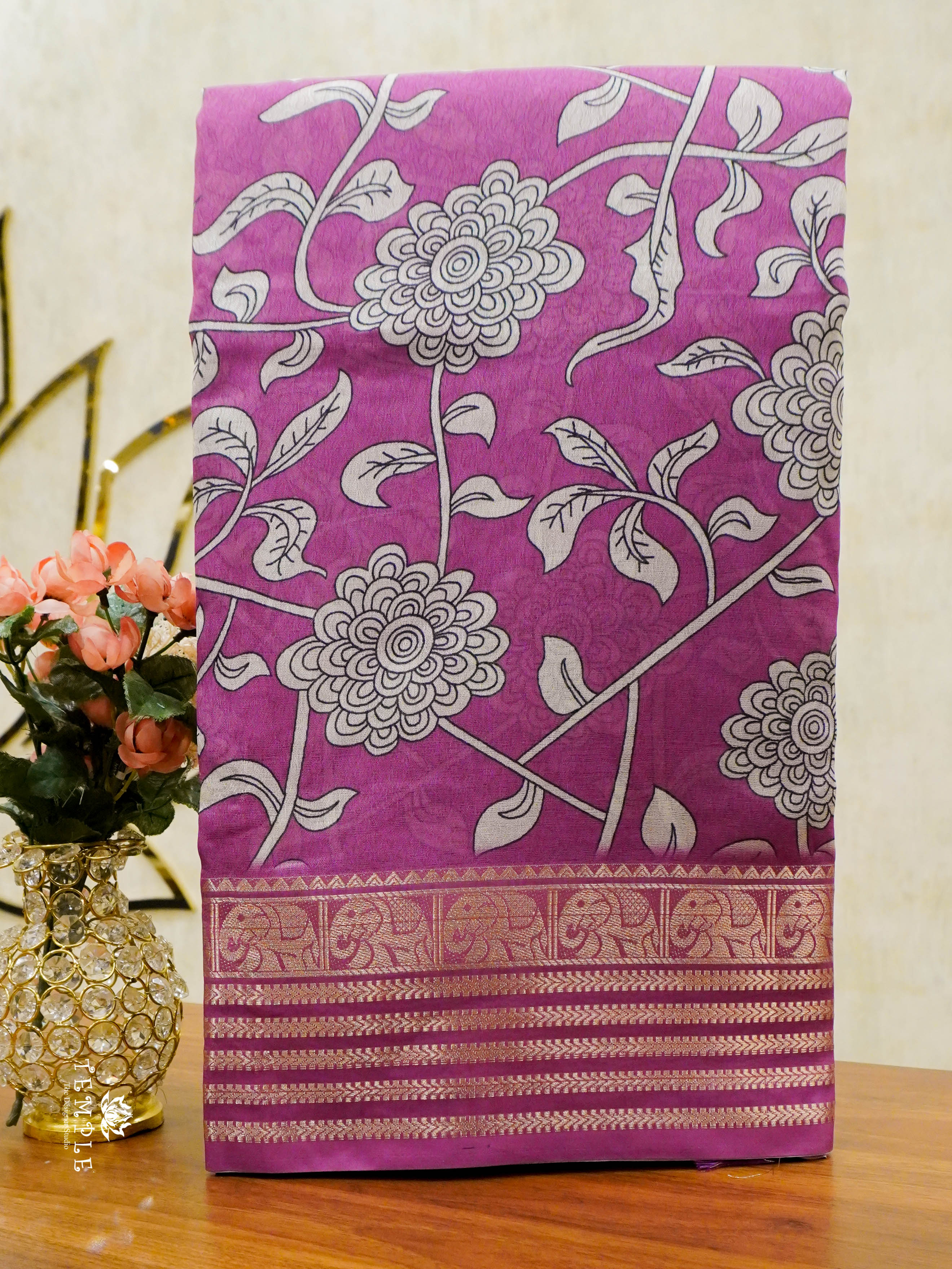 Floral Printed Marshmallow Saree | TTDS1451