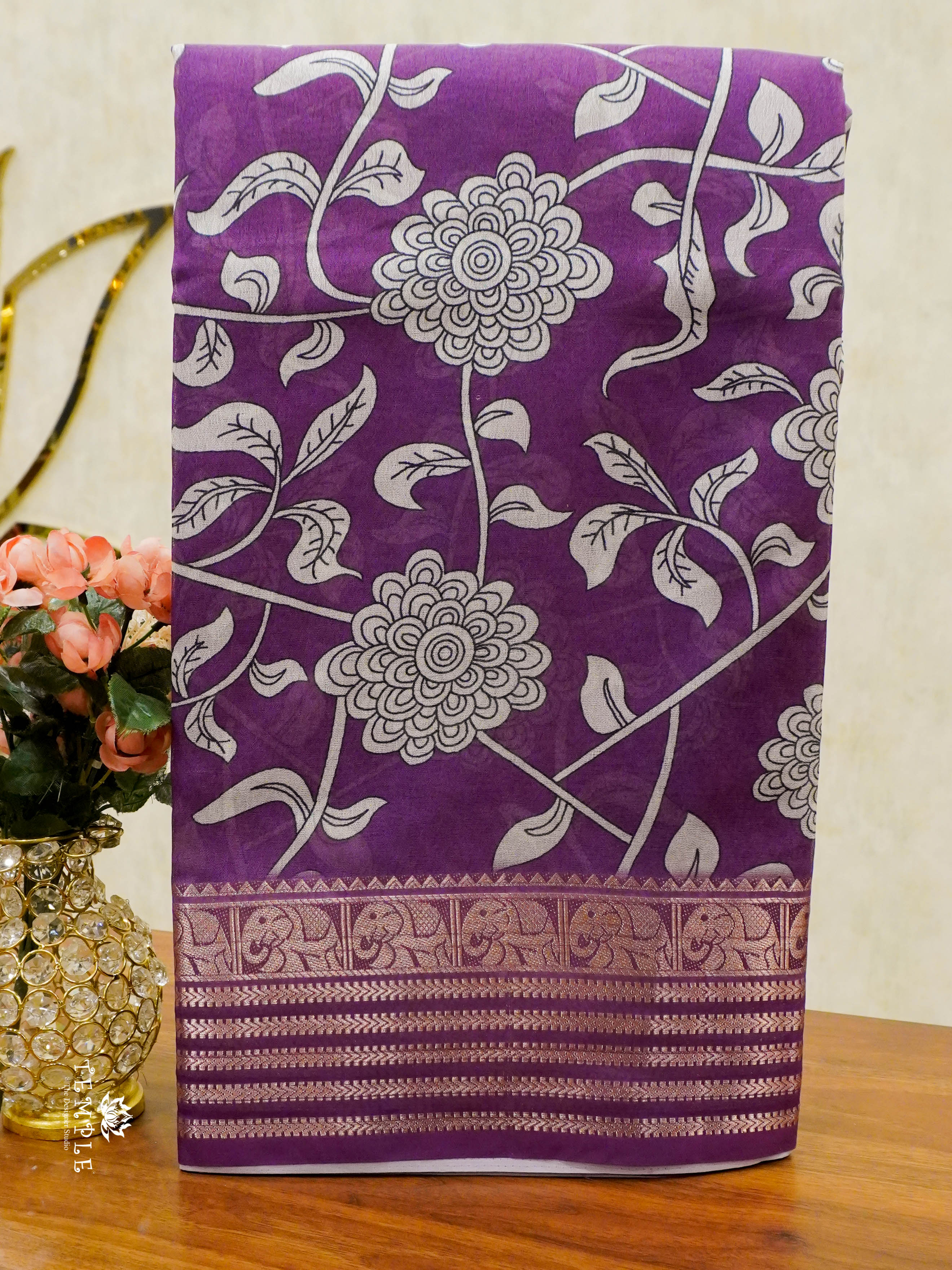 Floral Printed Marshmallow Saree | TTDS1451