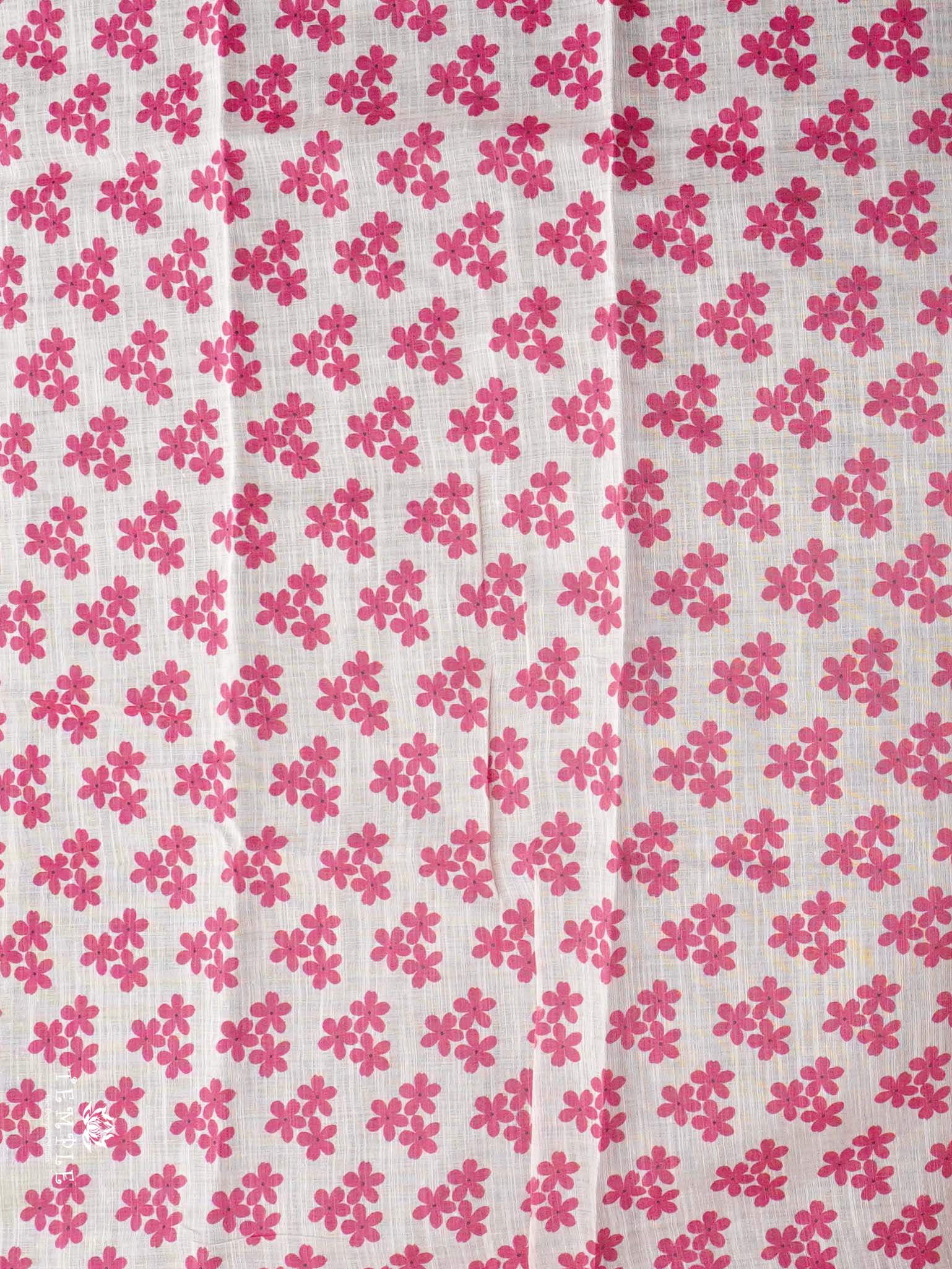 Floral Printed Linen Cotton Saree(Pink) | TTDS2391