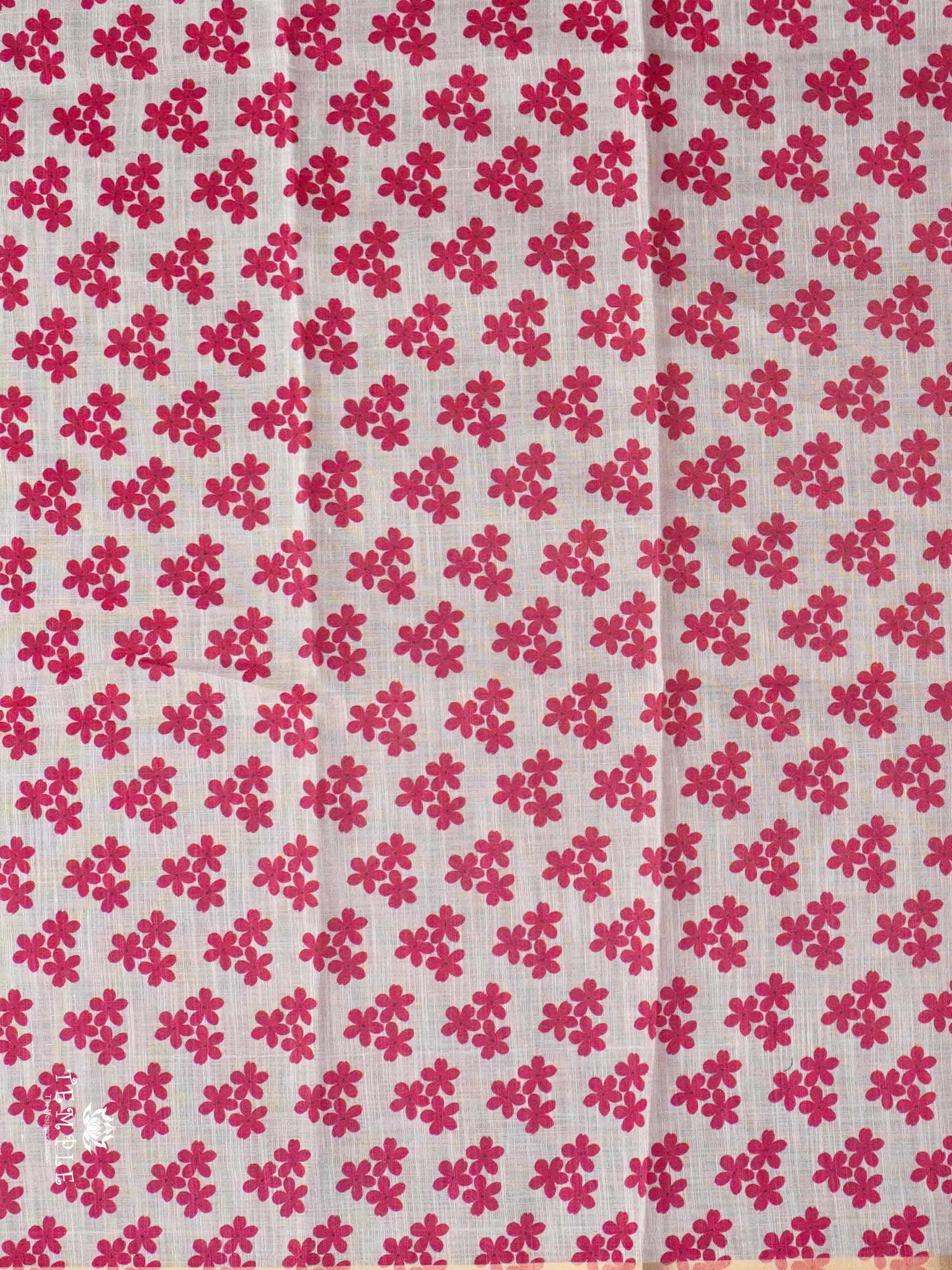 Floral Printed Linen Cotton Saree(Reddish Pink) | TTDS2391