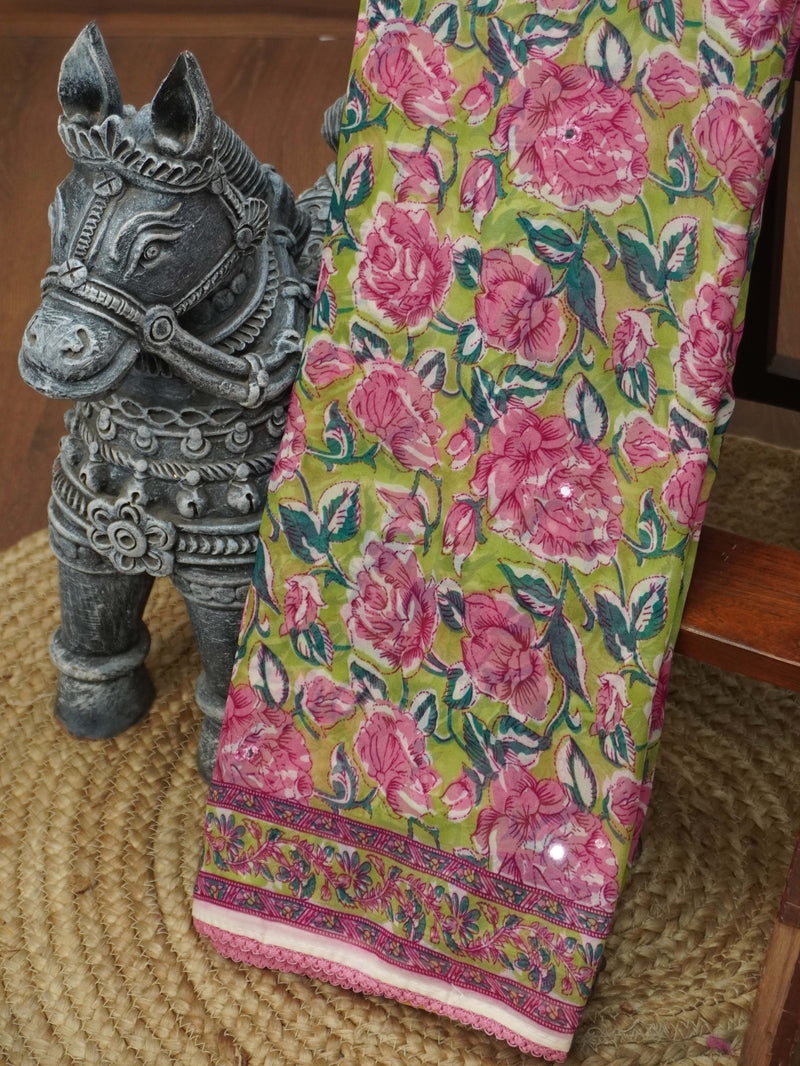 Printed Chiffon Saree | TTDS3674