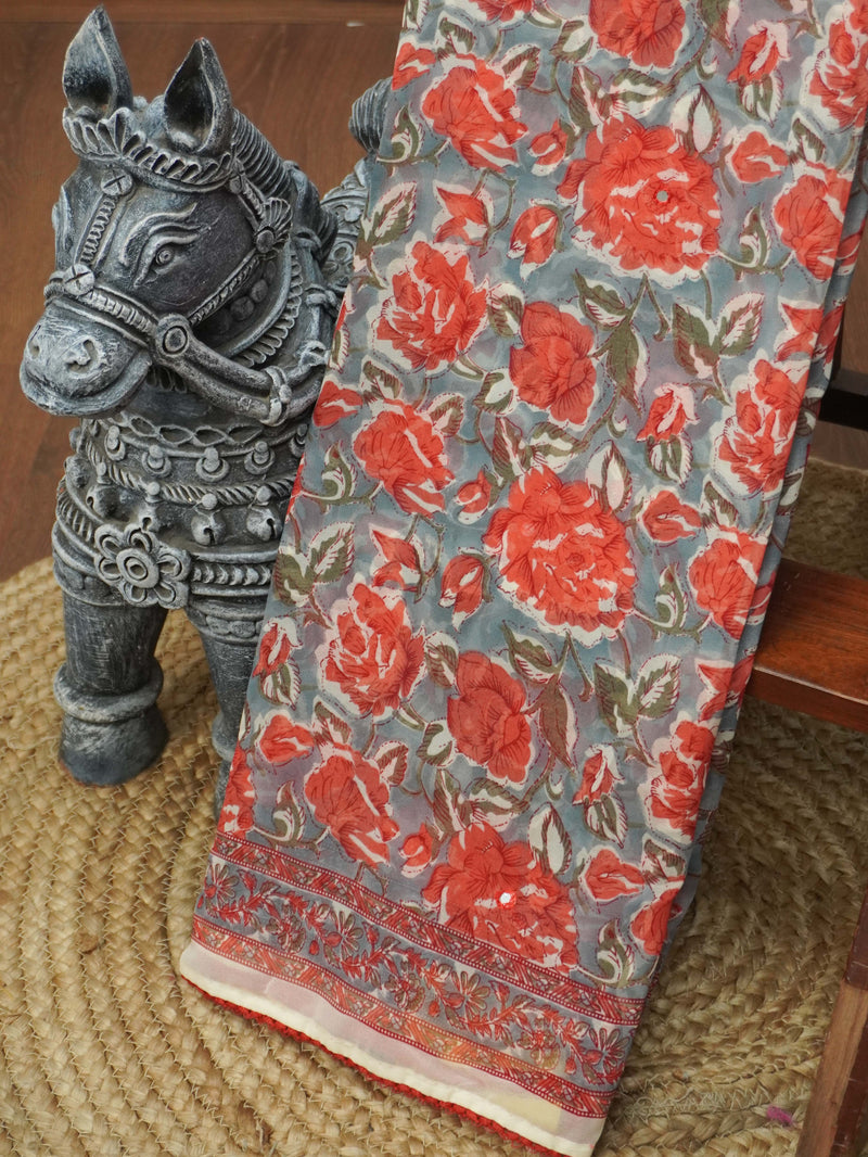 Printed Chiffon Saree | TTDS3674