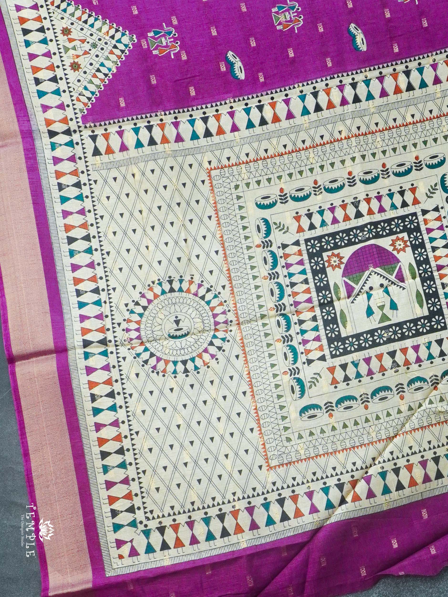 Warli Printed Chanderi Cotton Saree | TTDS2404