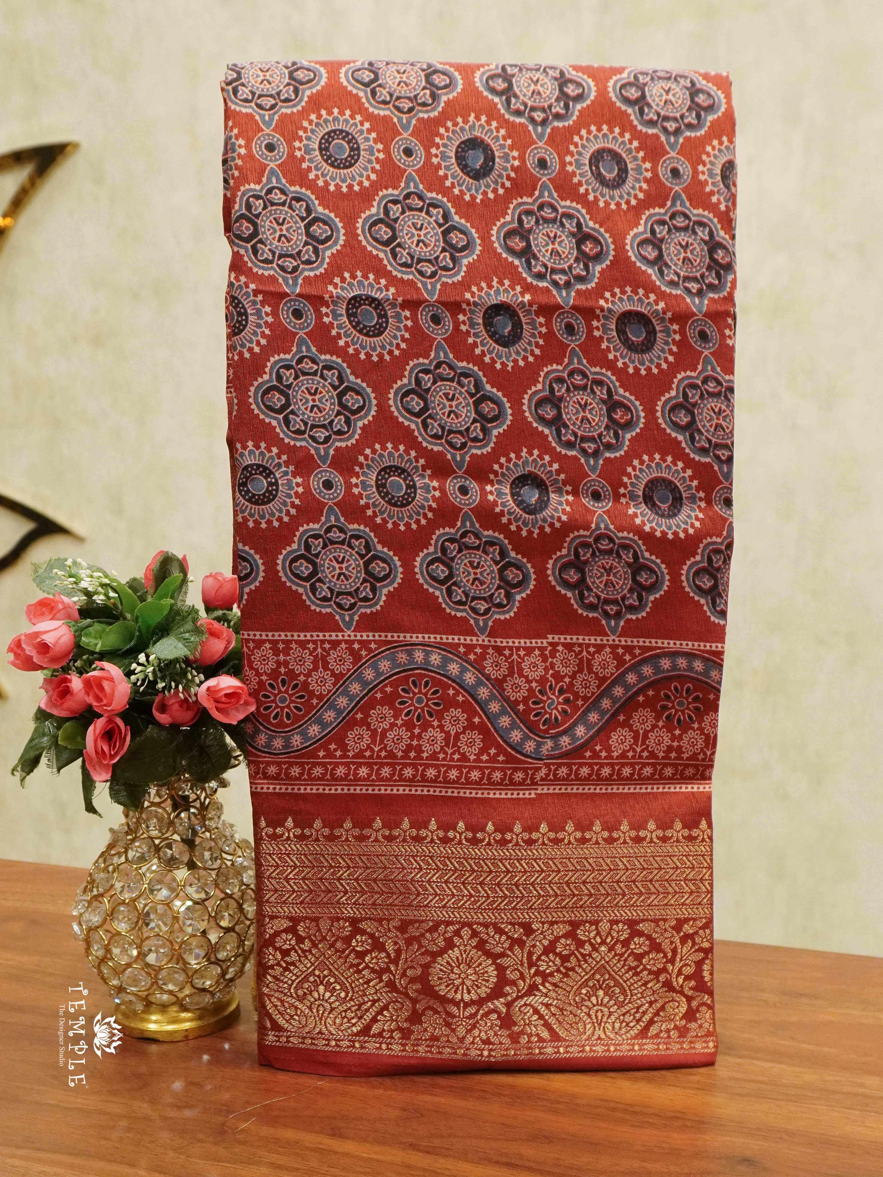 Ajrakh Printed Binny Silk Saree | TTDS1457