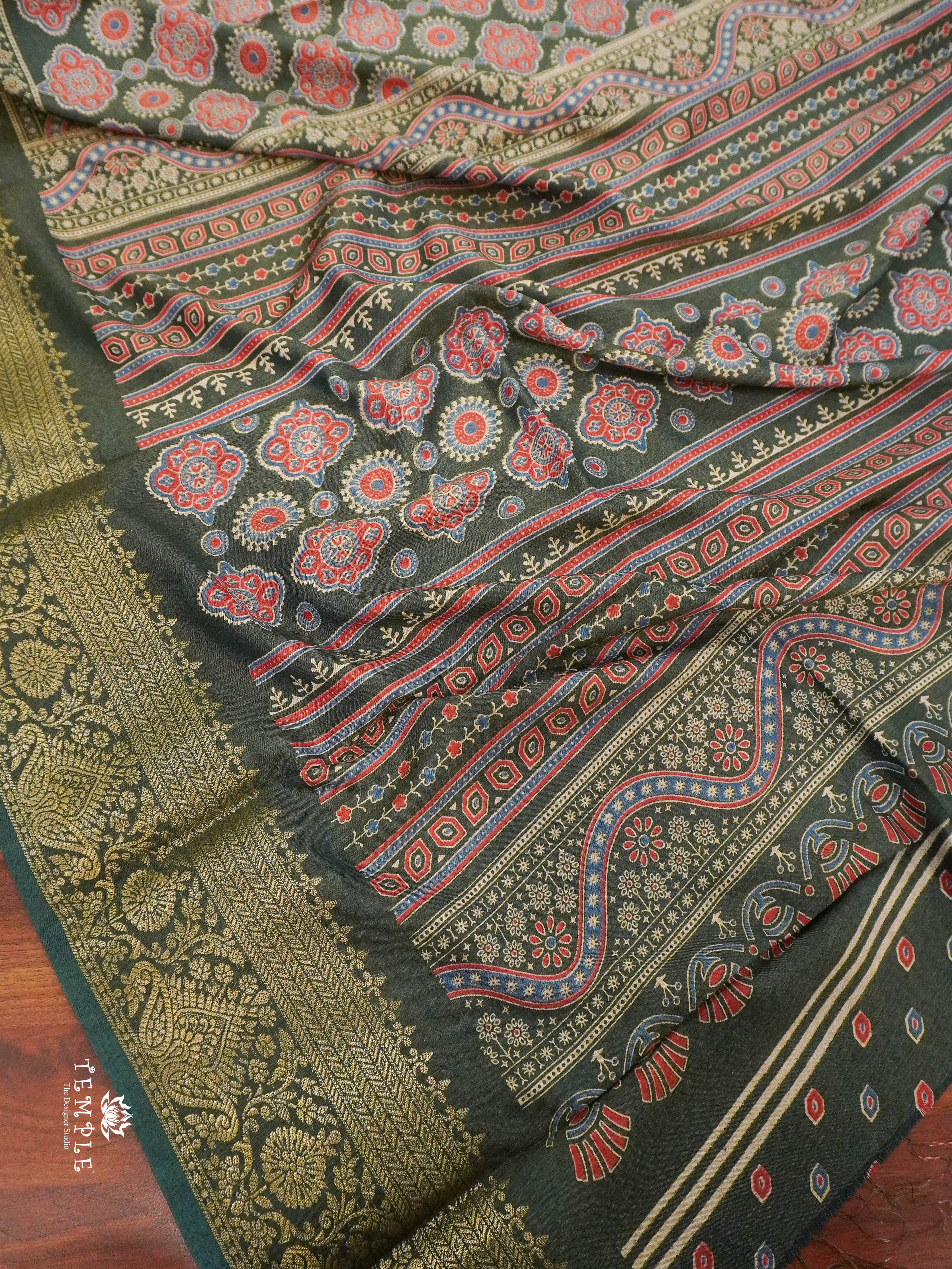 Ajrakh Printed Binny Silk Saree | TTDS1457