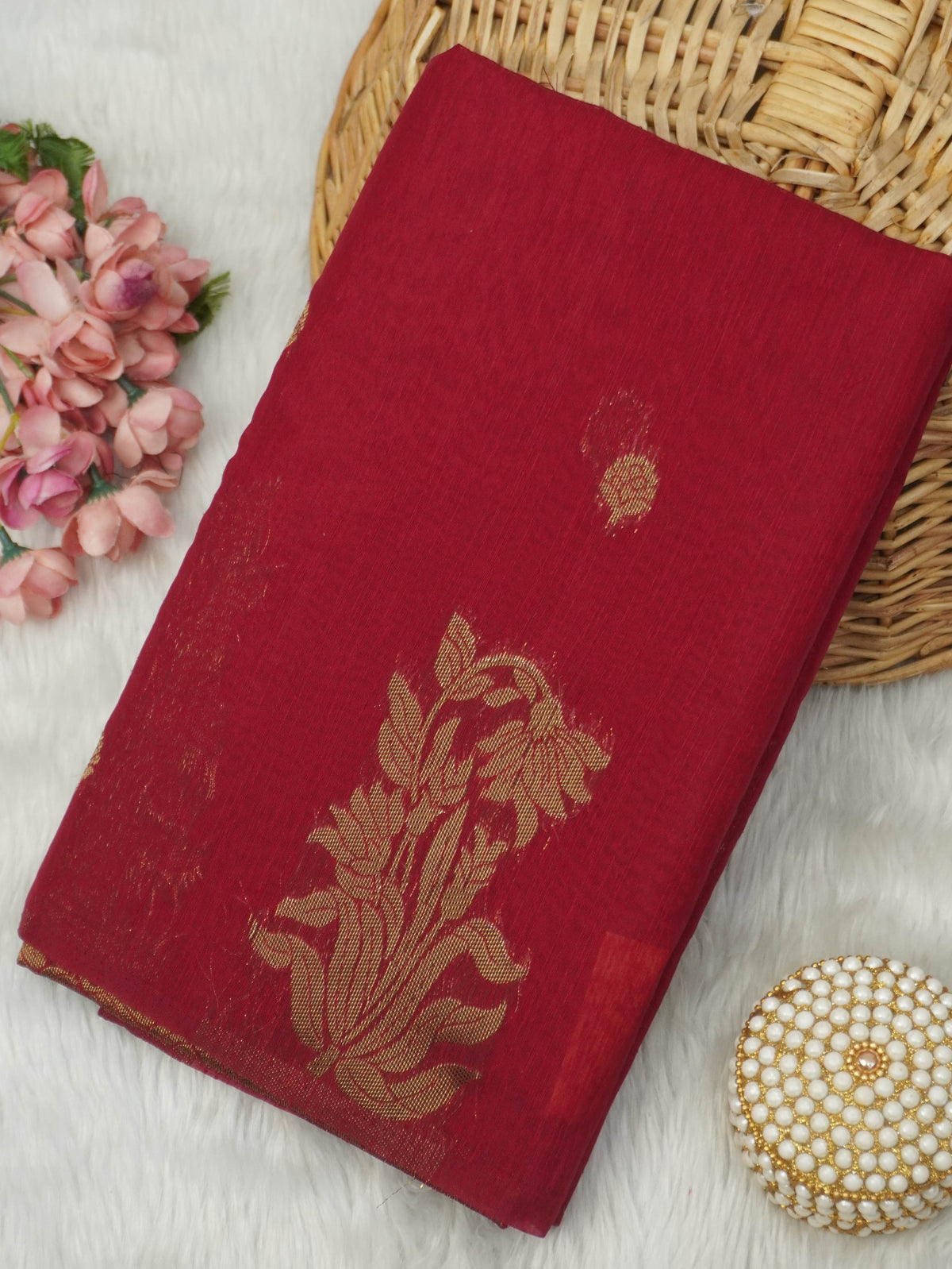 Jute Silk Cotton Saree | TTDS3738