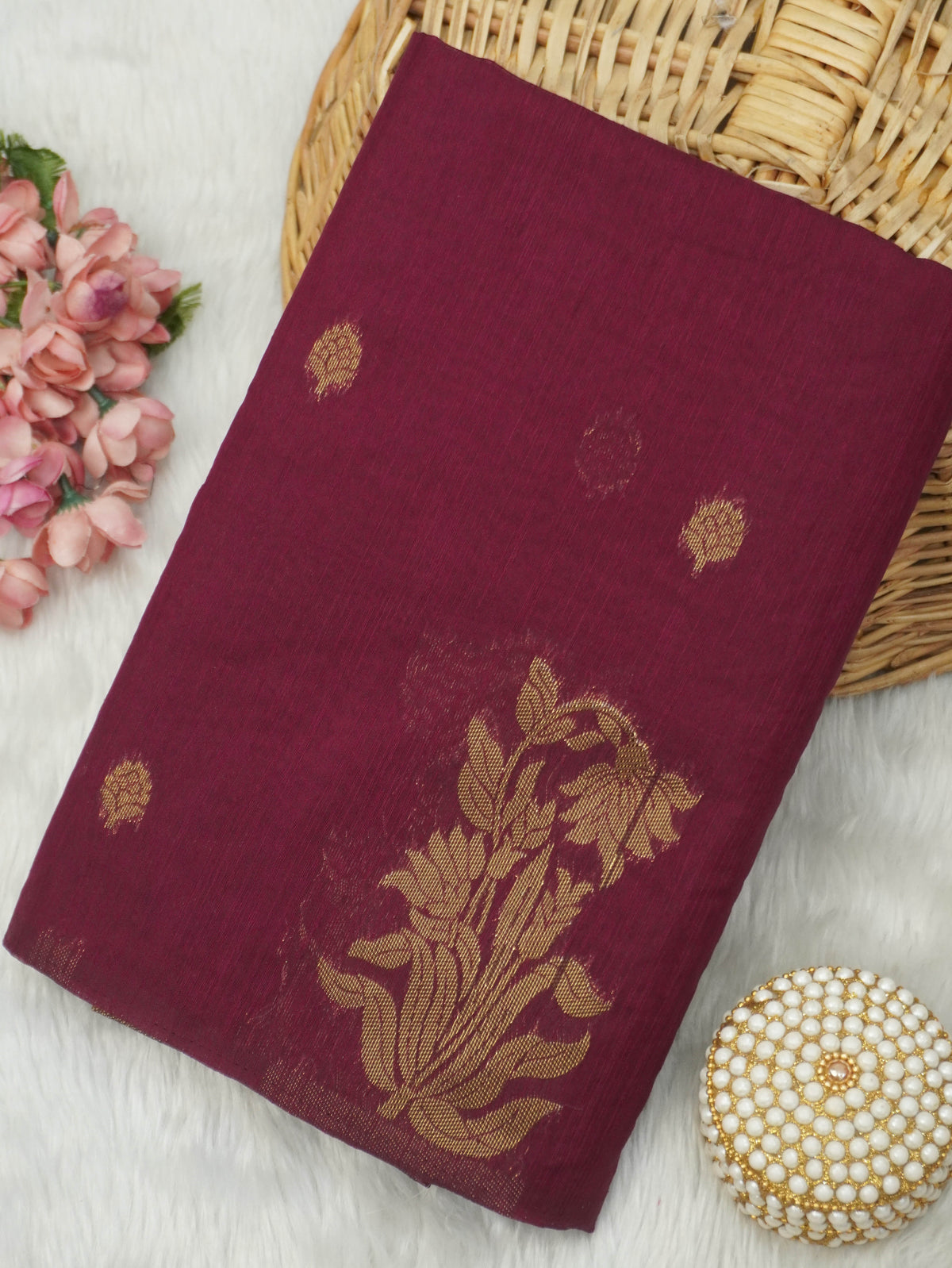 Jute Silk Cotton Saree | TTDS3738
